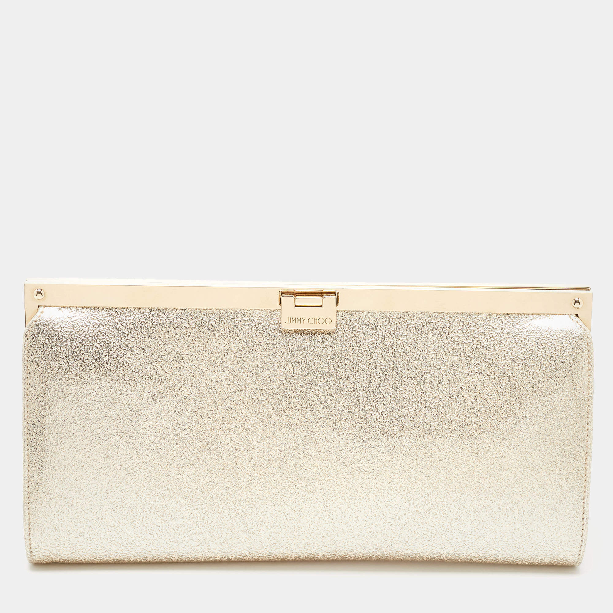 Jimmy Choo Gold Patent Leather Frame Clutch