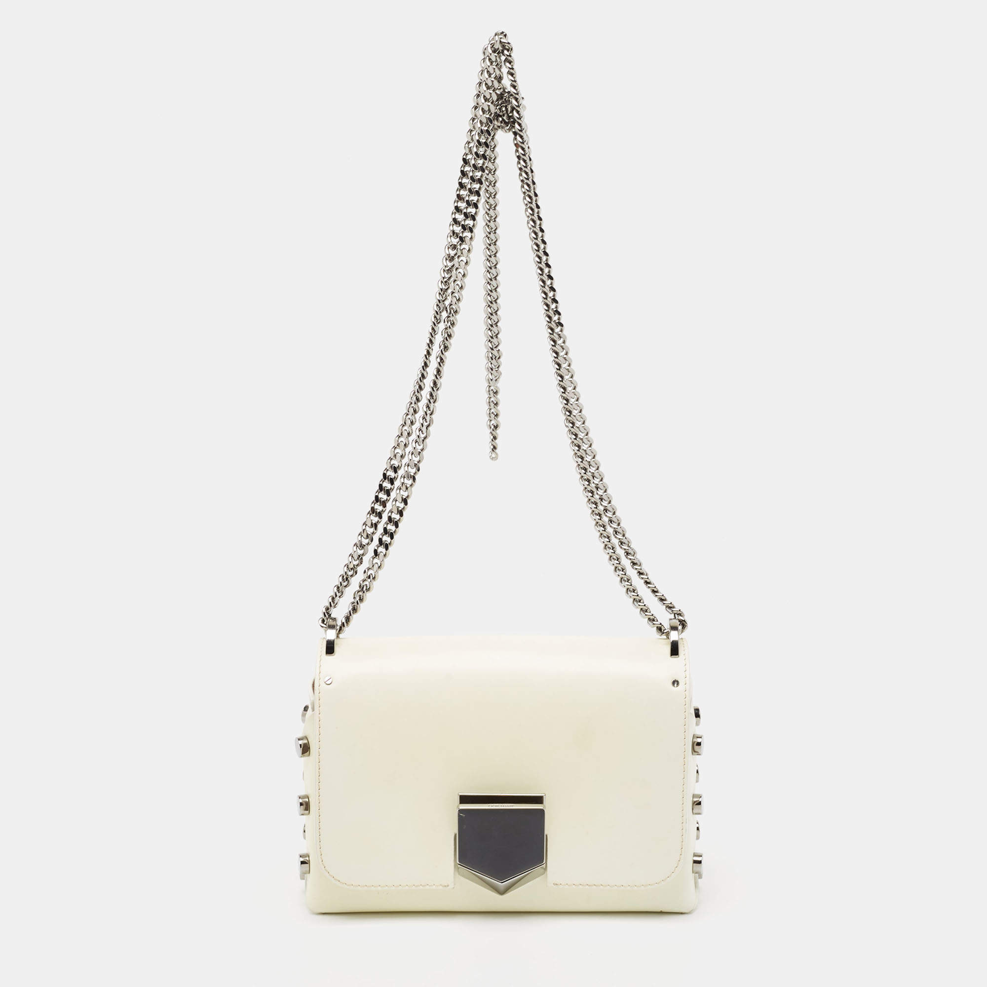 Jimmy Choo Off-White Leather Lockett City Shoulder Bag