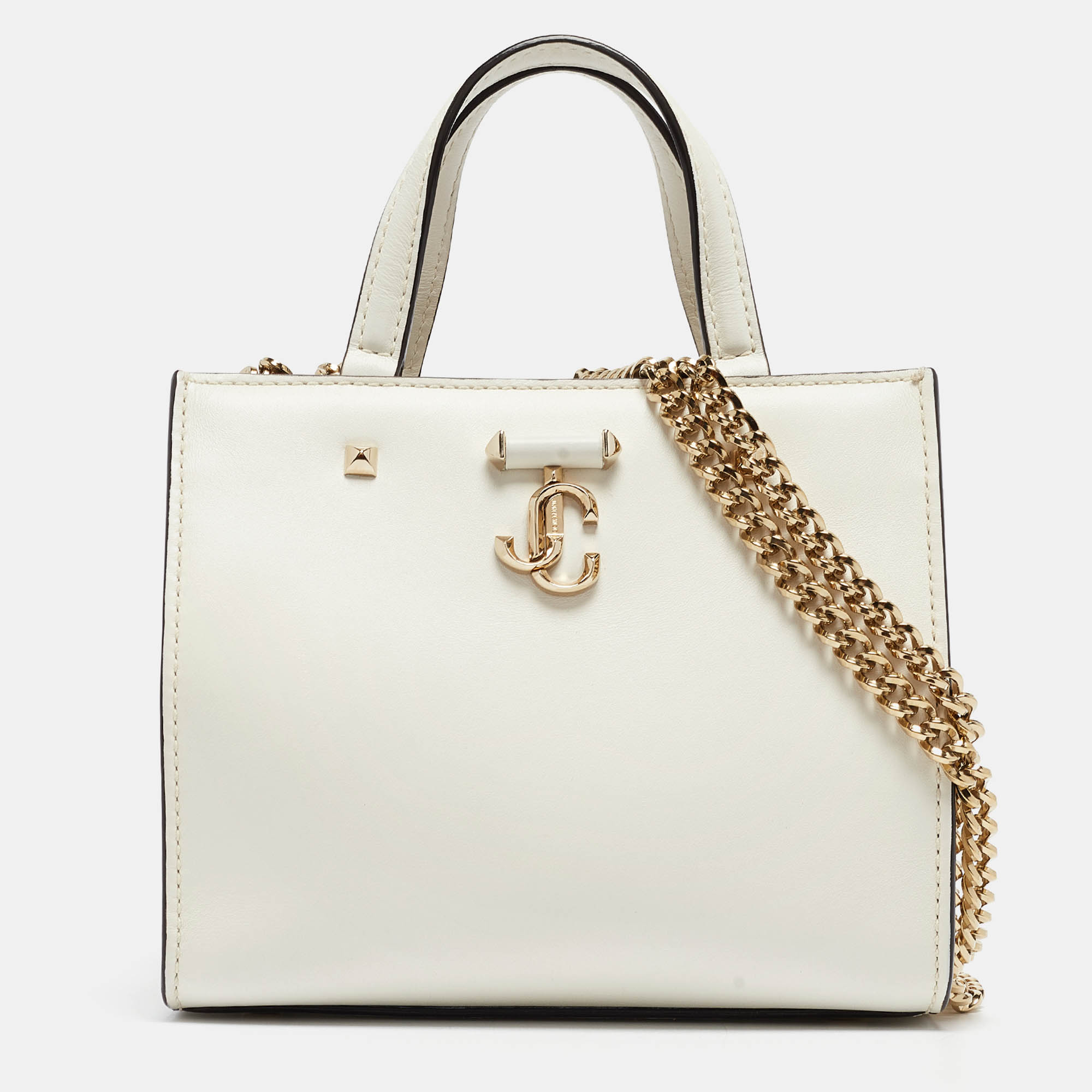 Jimmy Choo White Leather Varenne Tote 