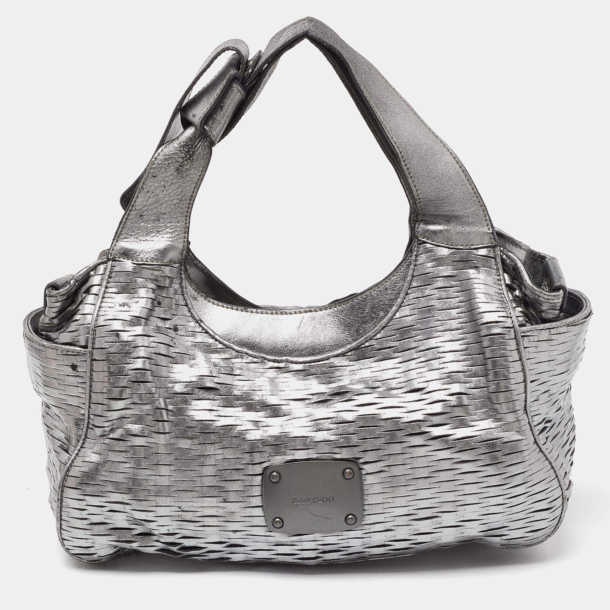 Jimmy Choo Silver Leather Satchel