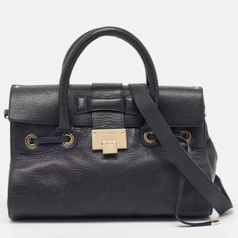 Jimmy Choo Midnight Blue Leather Rosalie Top Handle Bag