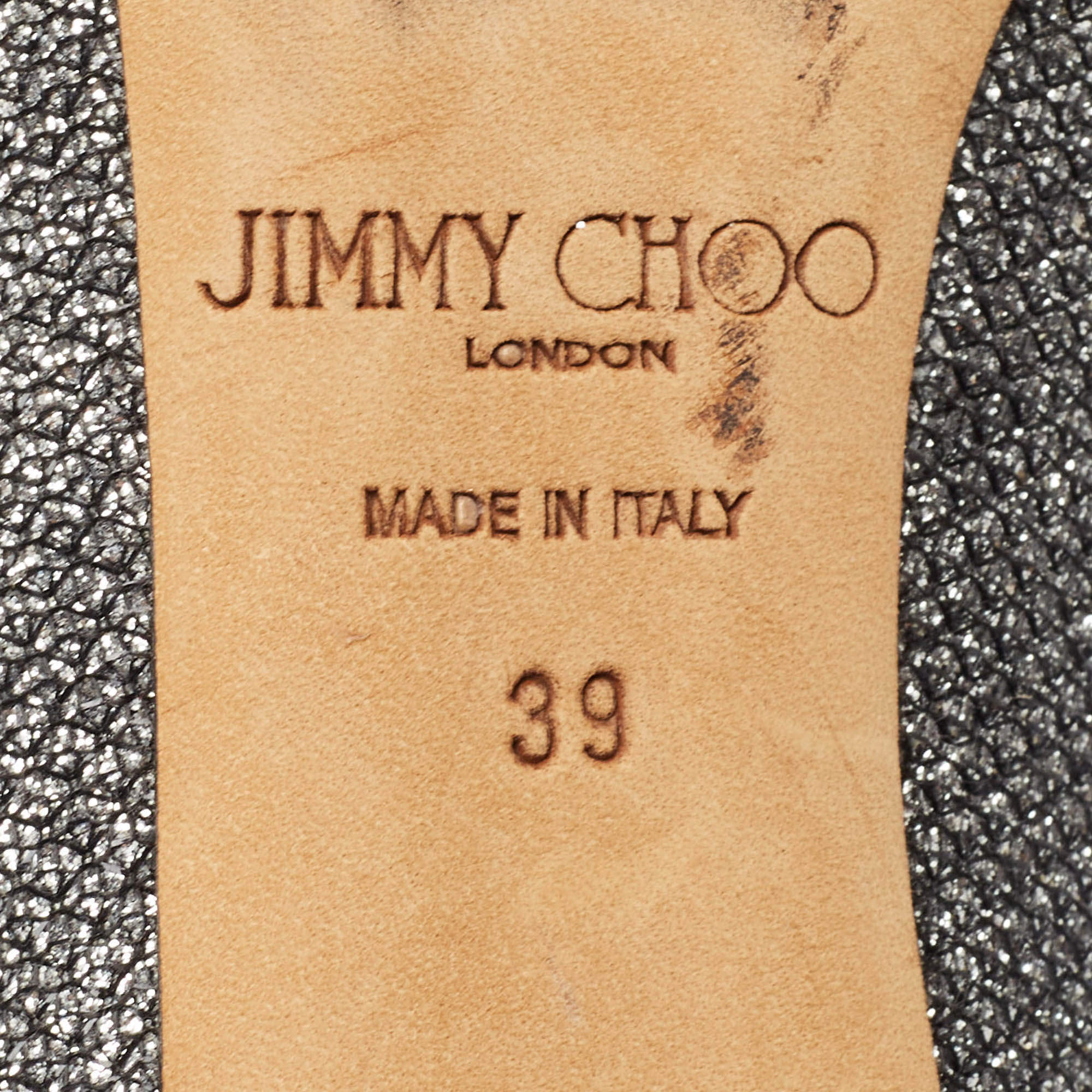 مملوكة مسبقًا Jimmy Choo Silver Glitter Romy Pumps Size 39