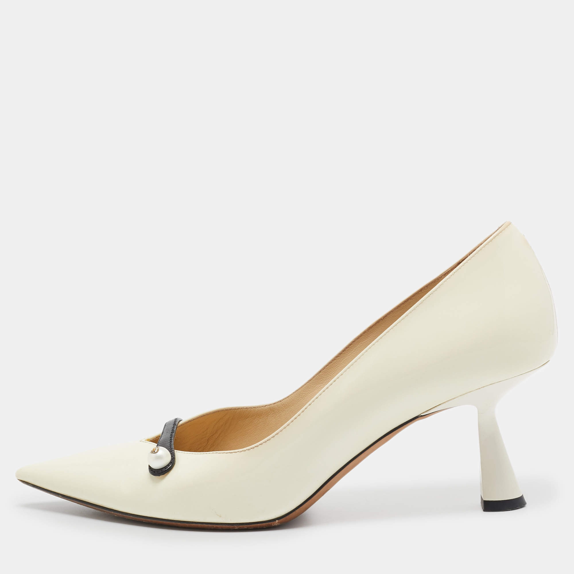 Jimmy Choo Cream Patent Leather Rosalia Pumps Size 36