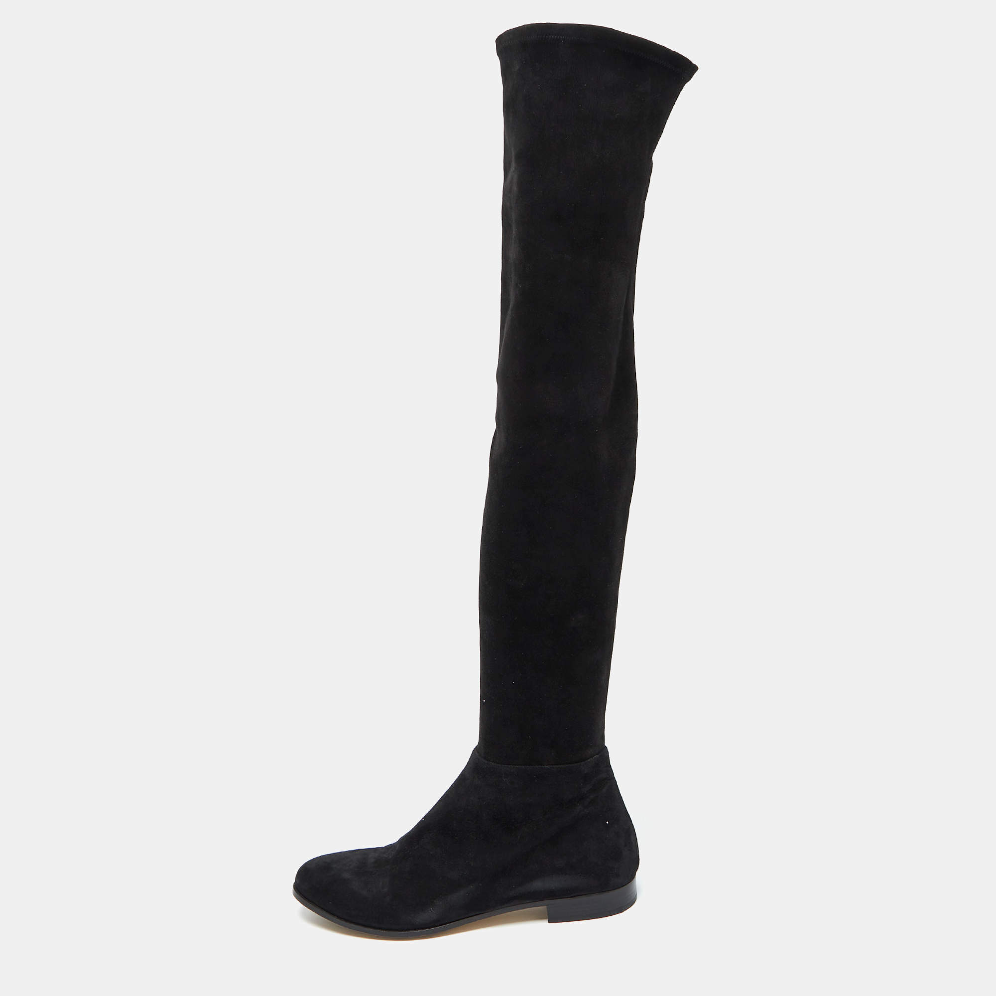 Pre Owned Jimmy Choo Black Suede Knee Length Boots Size 39