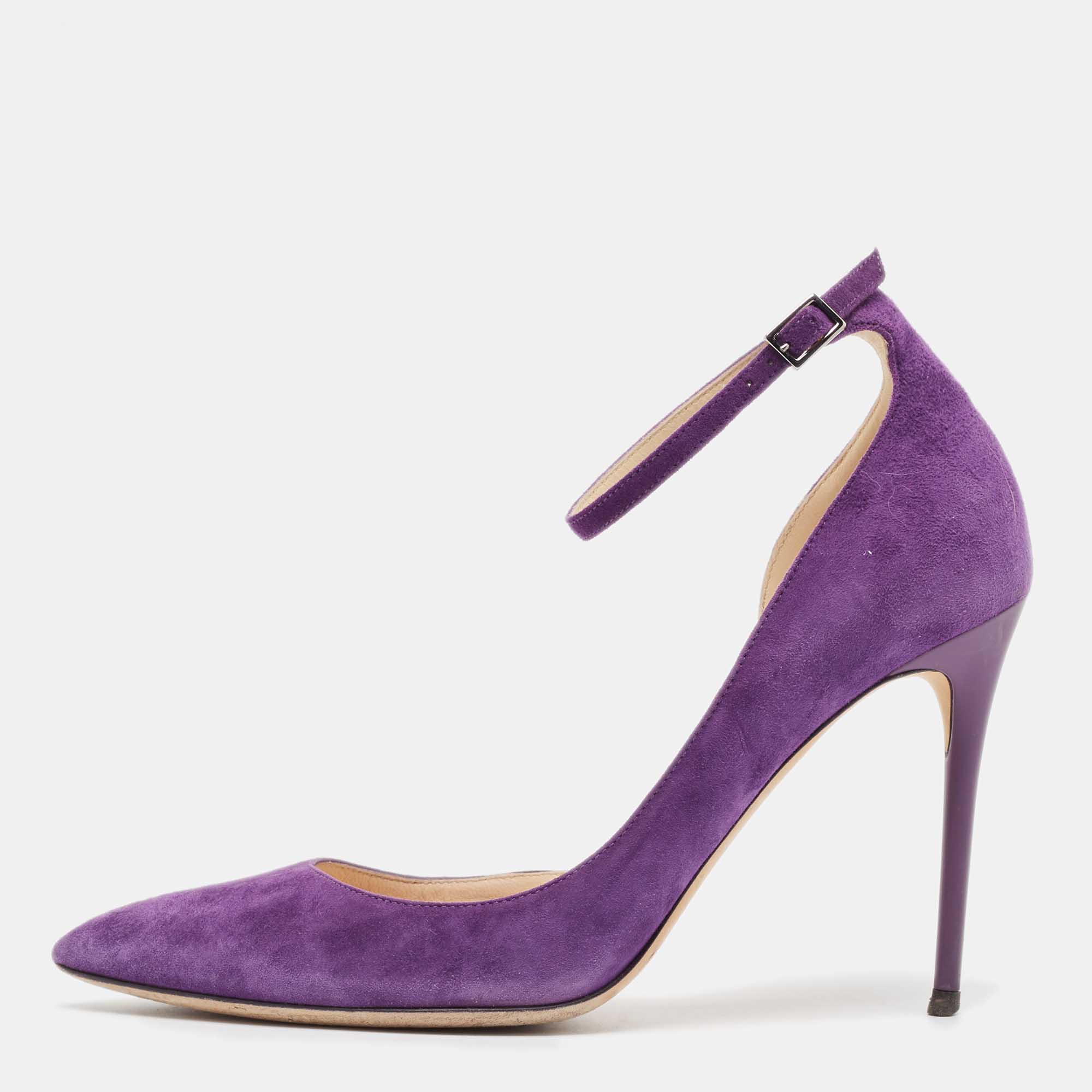 Jimmy Choo Purple Suede Lucy D'orsay Pumps Size 37