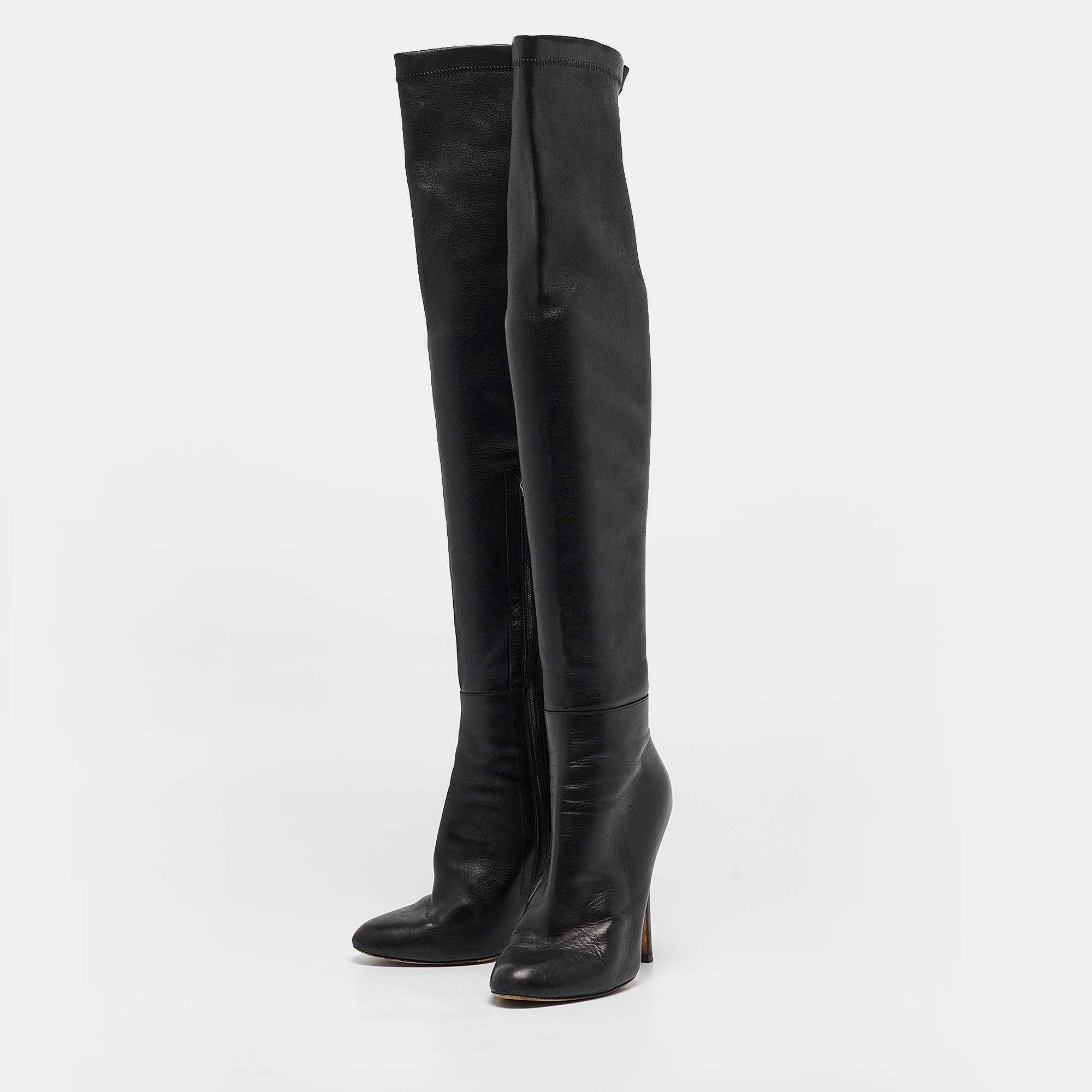 Jimmy Choo Black Leather Over The Knee Boots Size 39 Jimmy Choo TLC