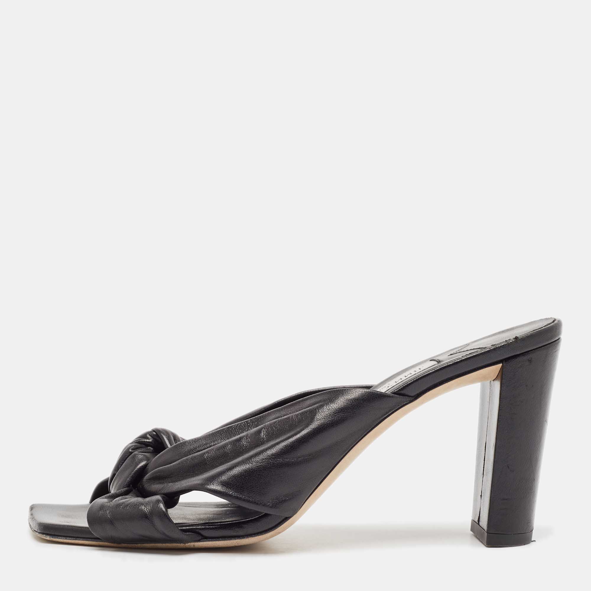 Pre Owned Jimmy Choo Black Leather Slide Sandals 41