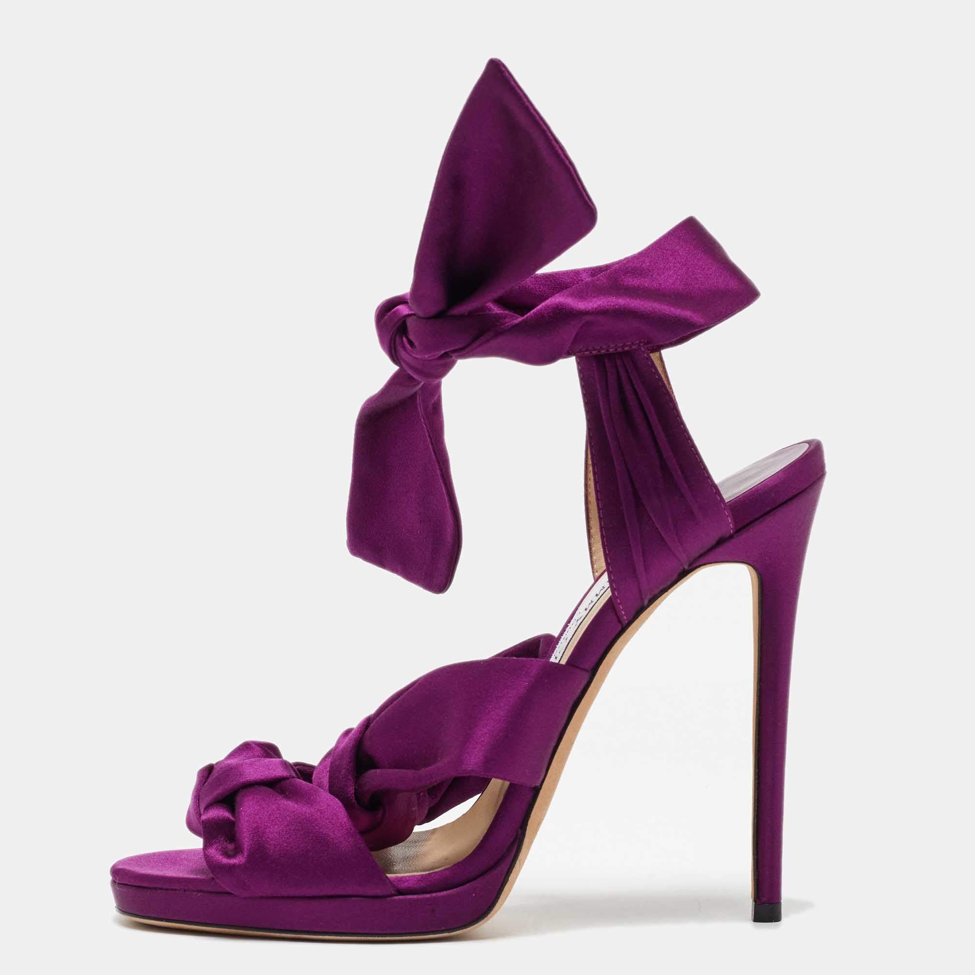 Jimmy Choo Purple Satin Kris Knot Sandals Size 40 Jimmy Choo