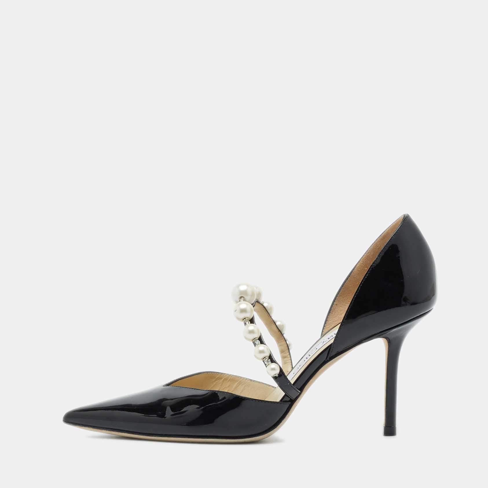 Jimmy Choo Black Patent Leather Aurelie Pumps Size 36.5