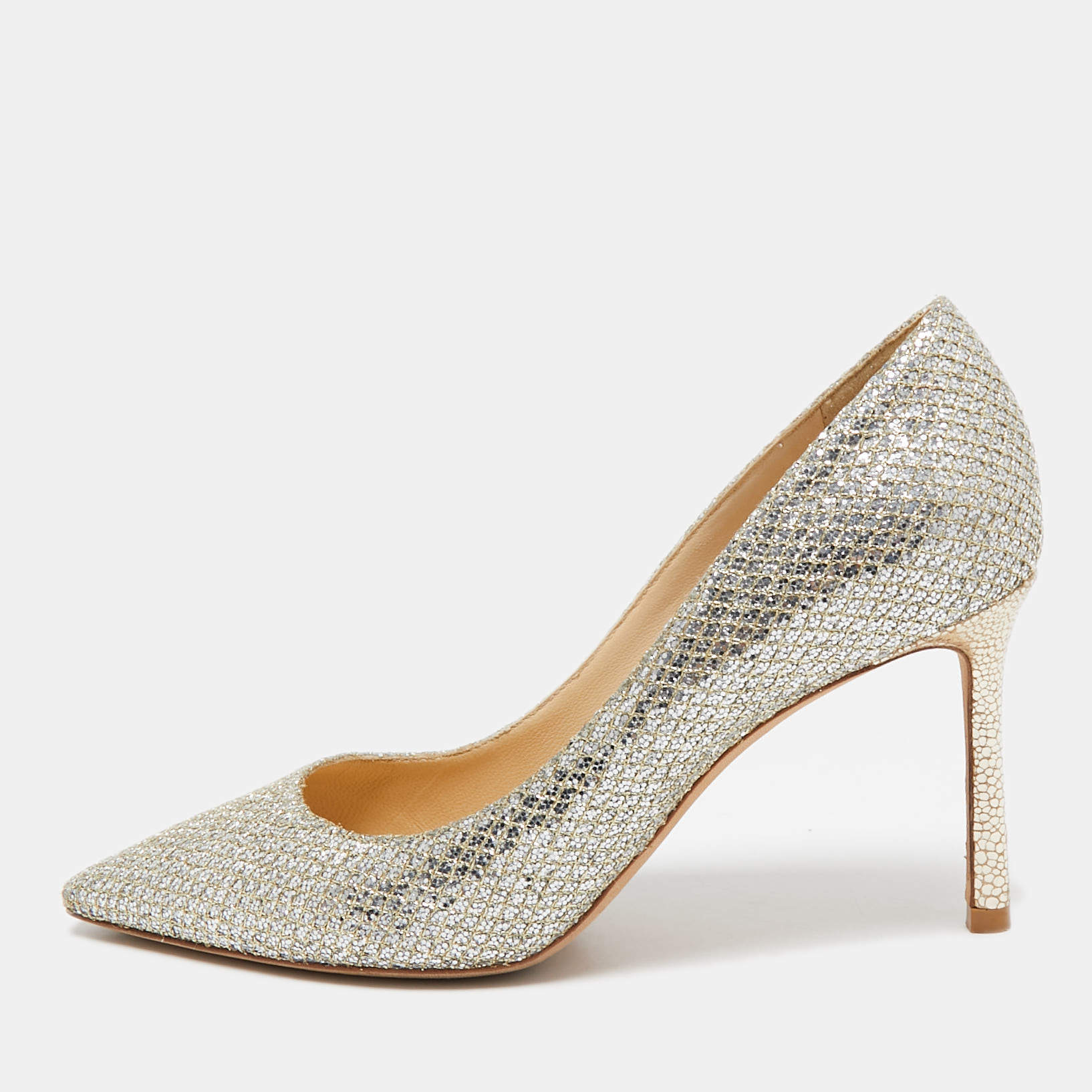 Jimmy Choo Gold/Silver Lurex Fabric Romy Pumps Size 35.5