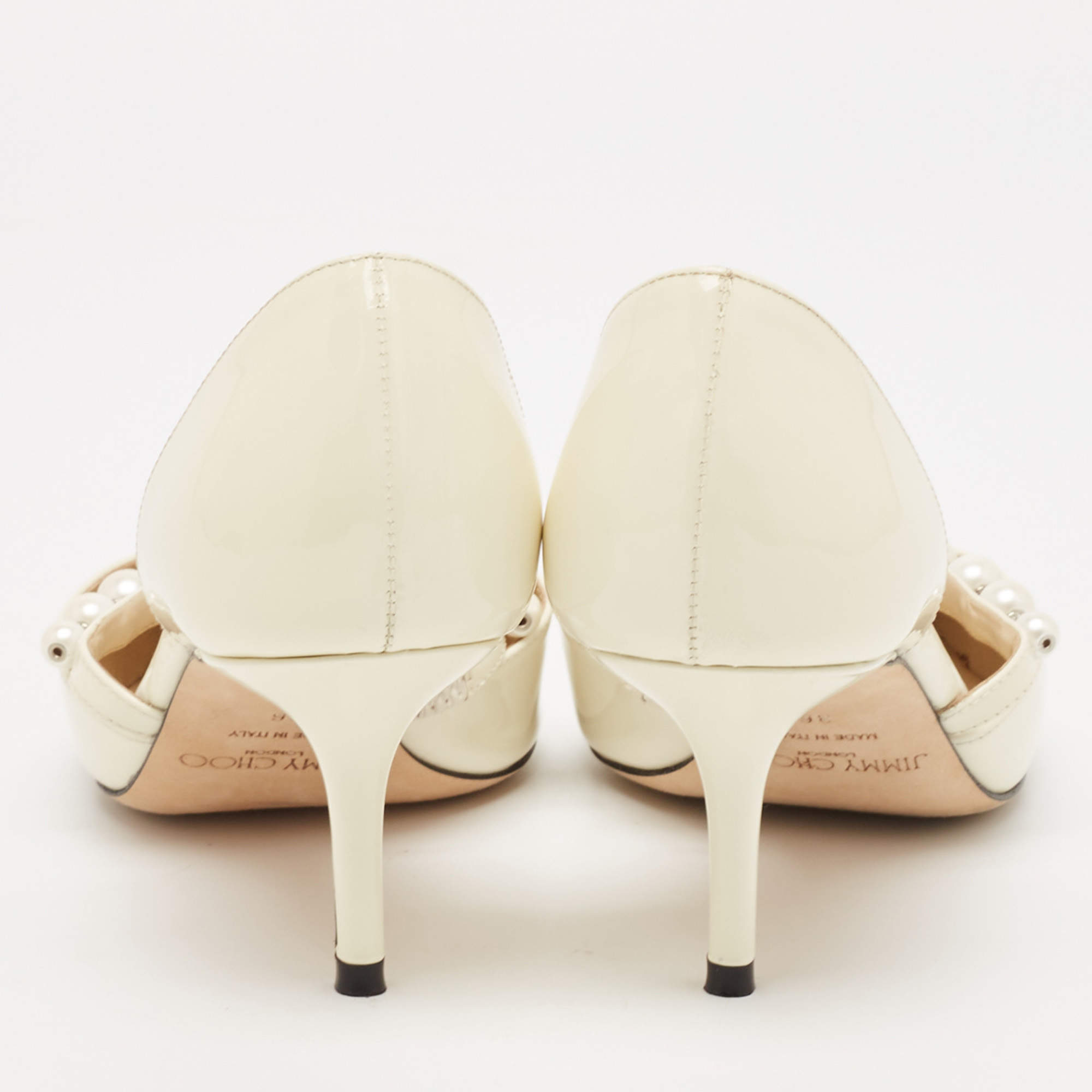 Pre Owned Jimmy Choo Cream Patent Leather Aurelie Pumps Size 36