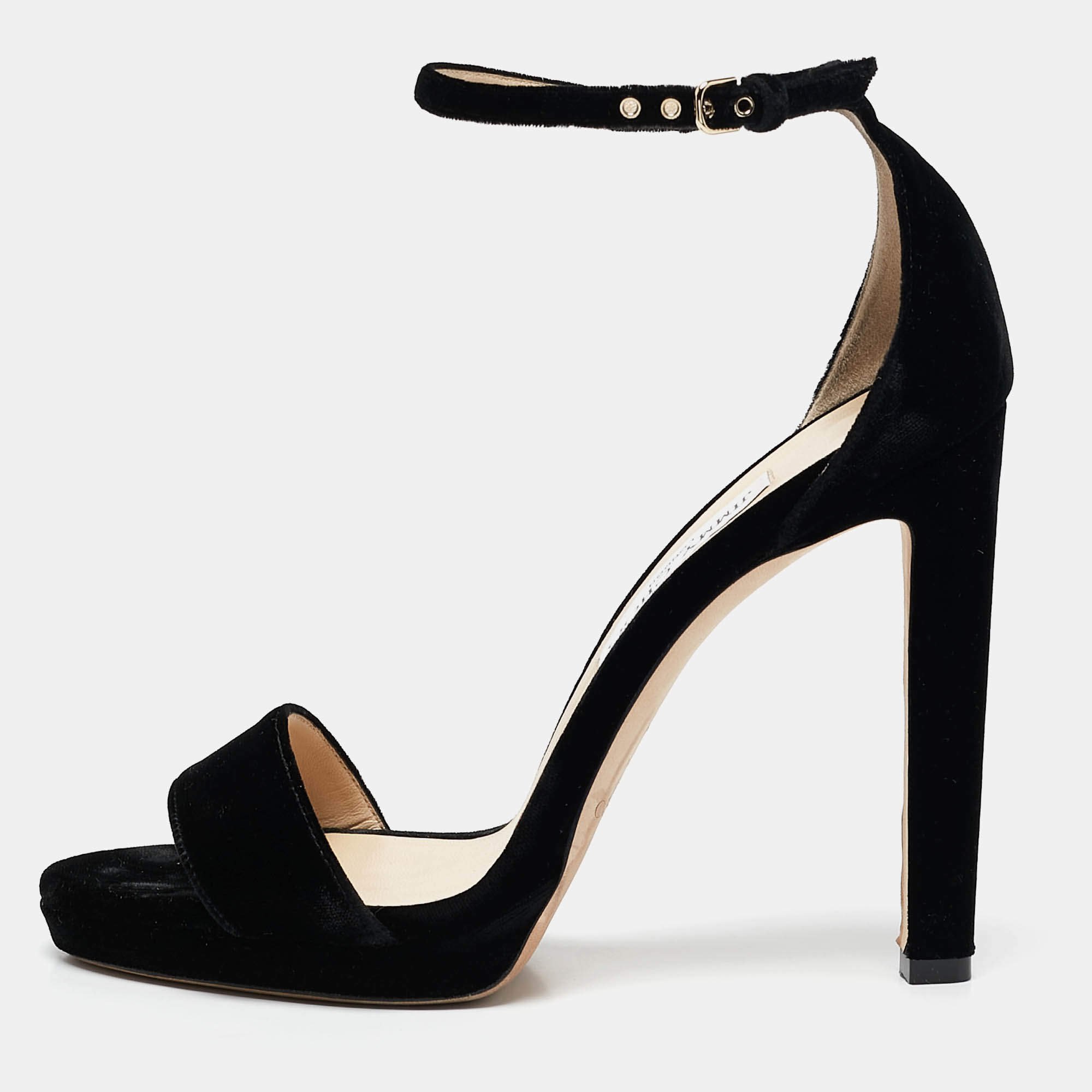 مملوكة مسبقًا Jimmy Choo Black Velvet Misty Sandals Size 40