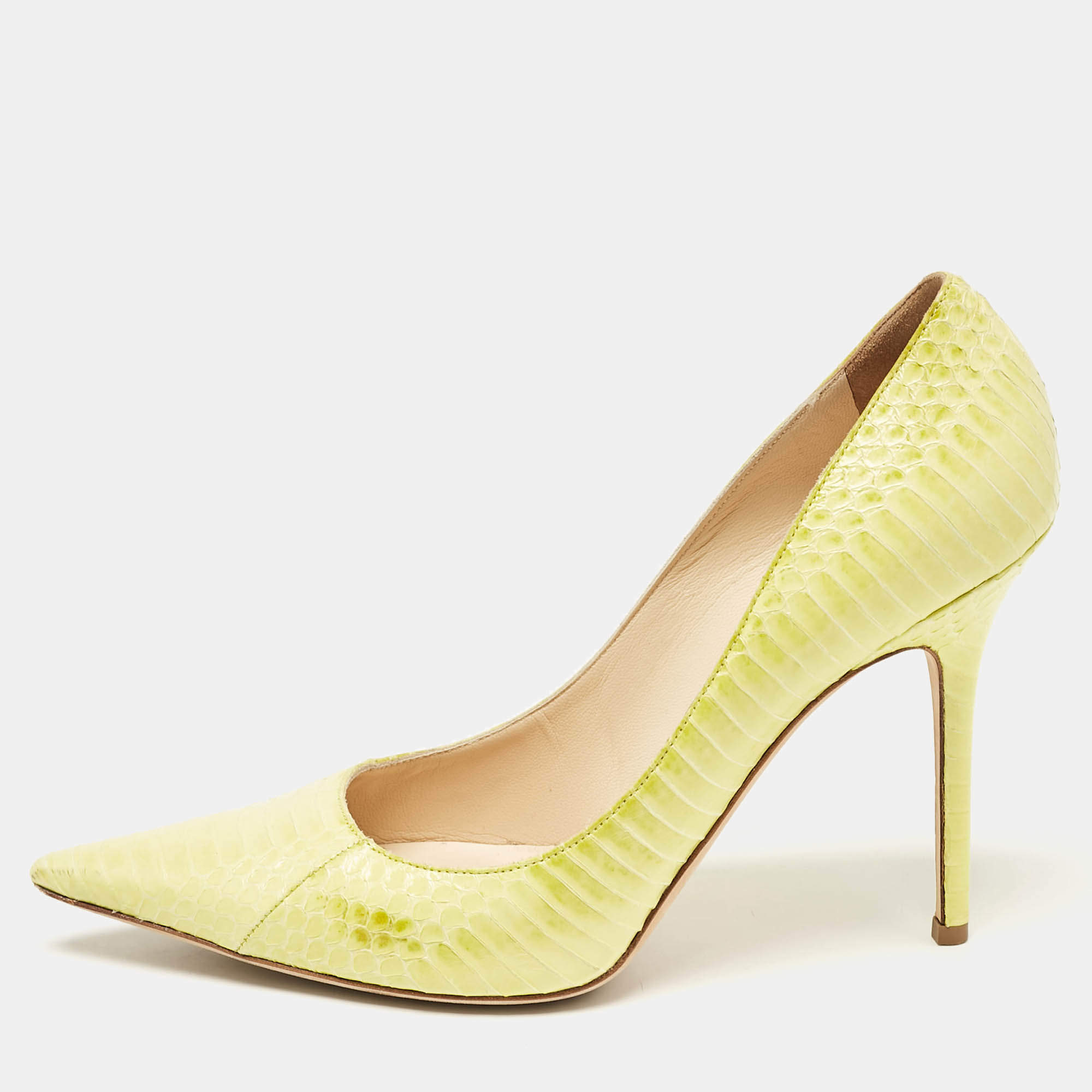 Pre Owned Jimmy Choo Green Python Leather Anouk Pumps Size 42