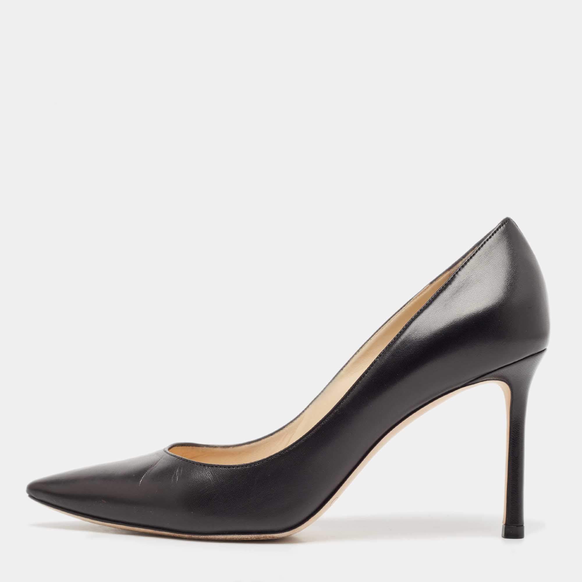 Jimmy Choo Black Leather Romy Pumps Size 37