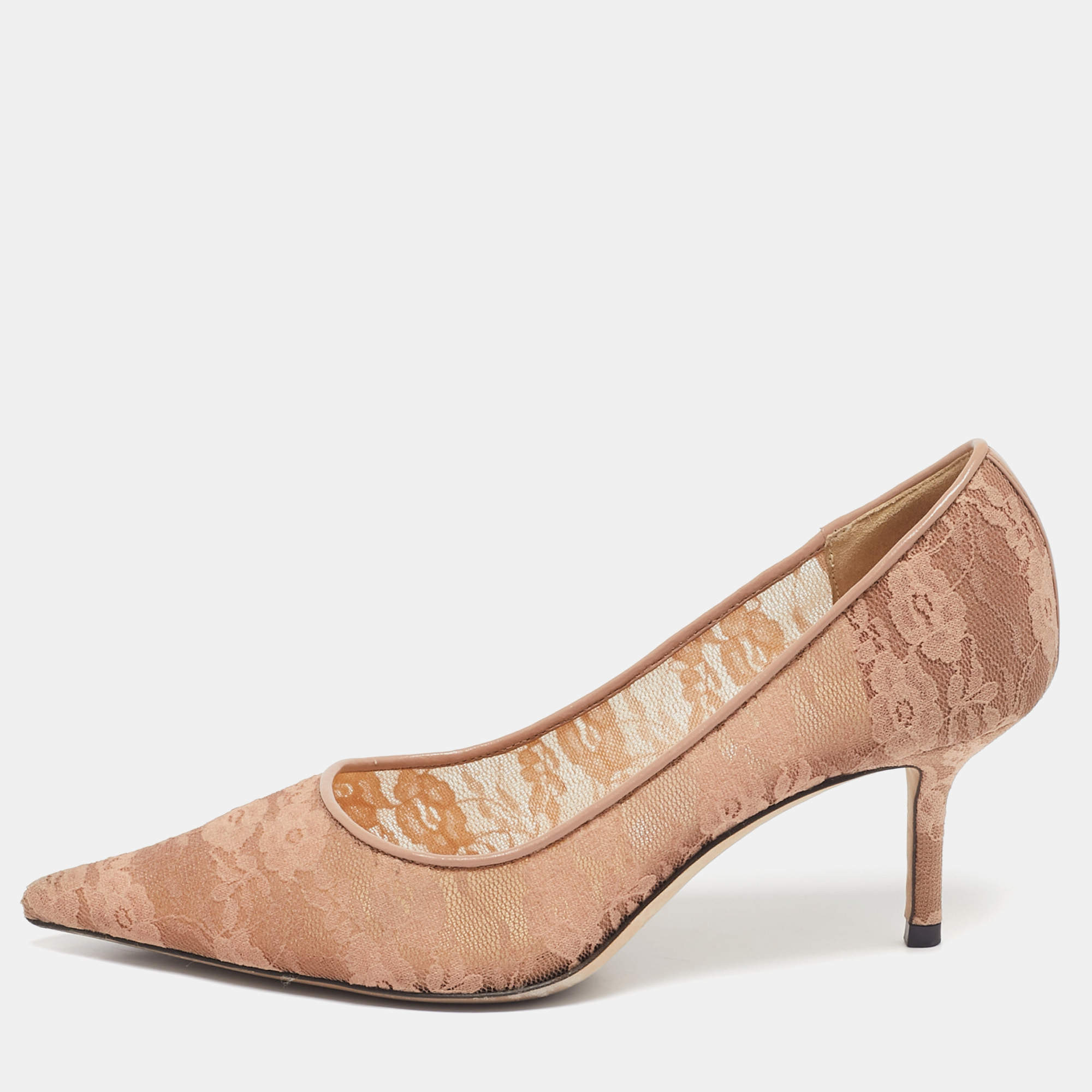 Jimmy Choo Pink Lace and Mesh Love Pumps Size 36