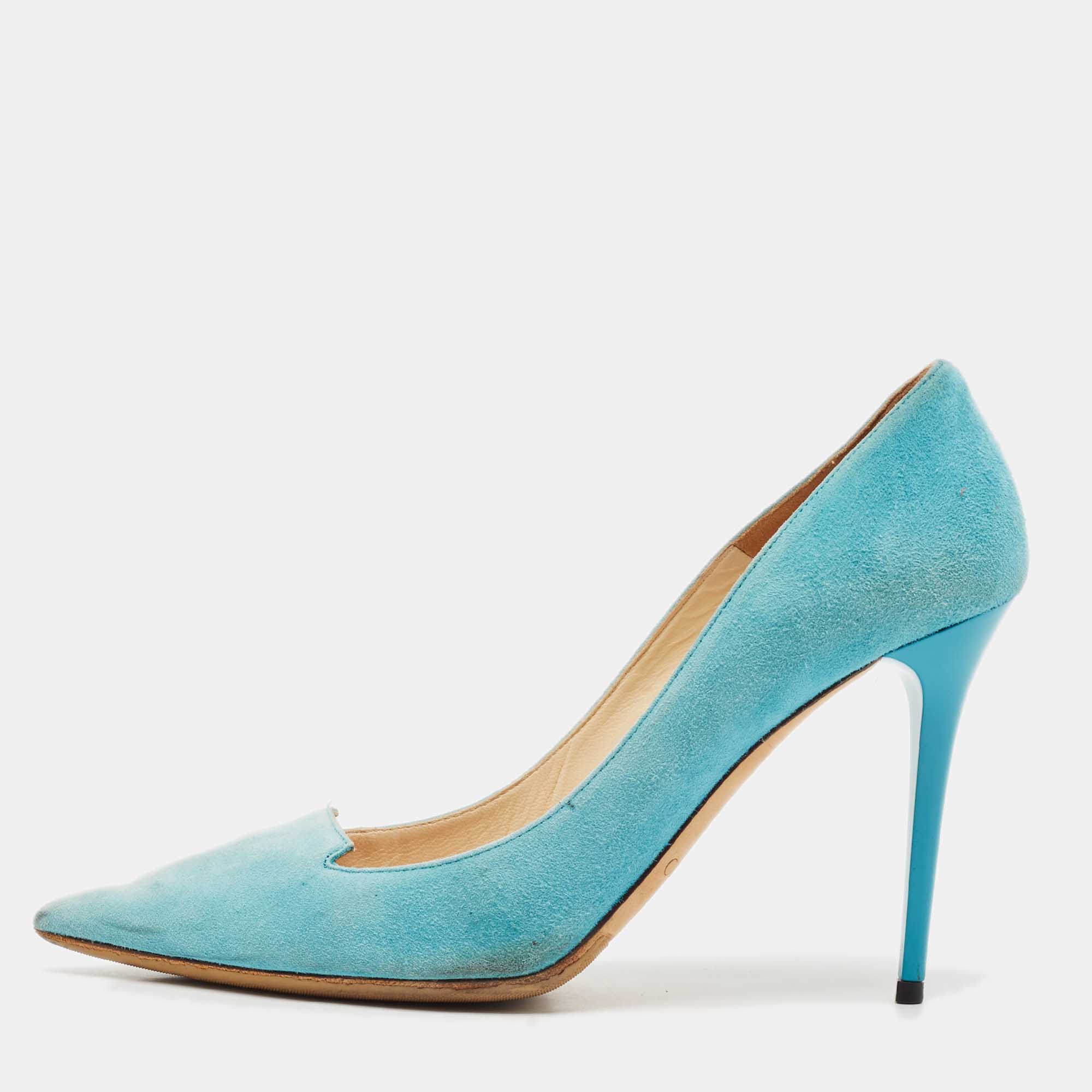 Jimmy Choo Blue Suede Avril Pumps Size 38.5