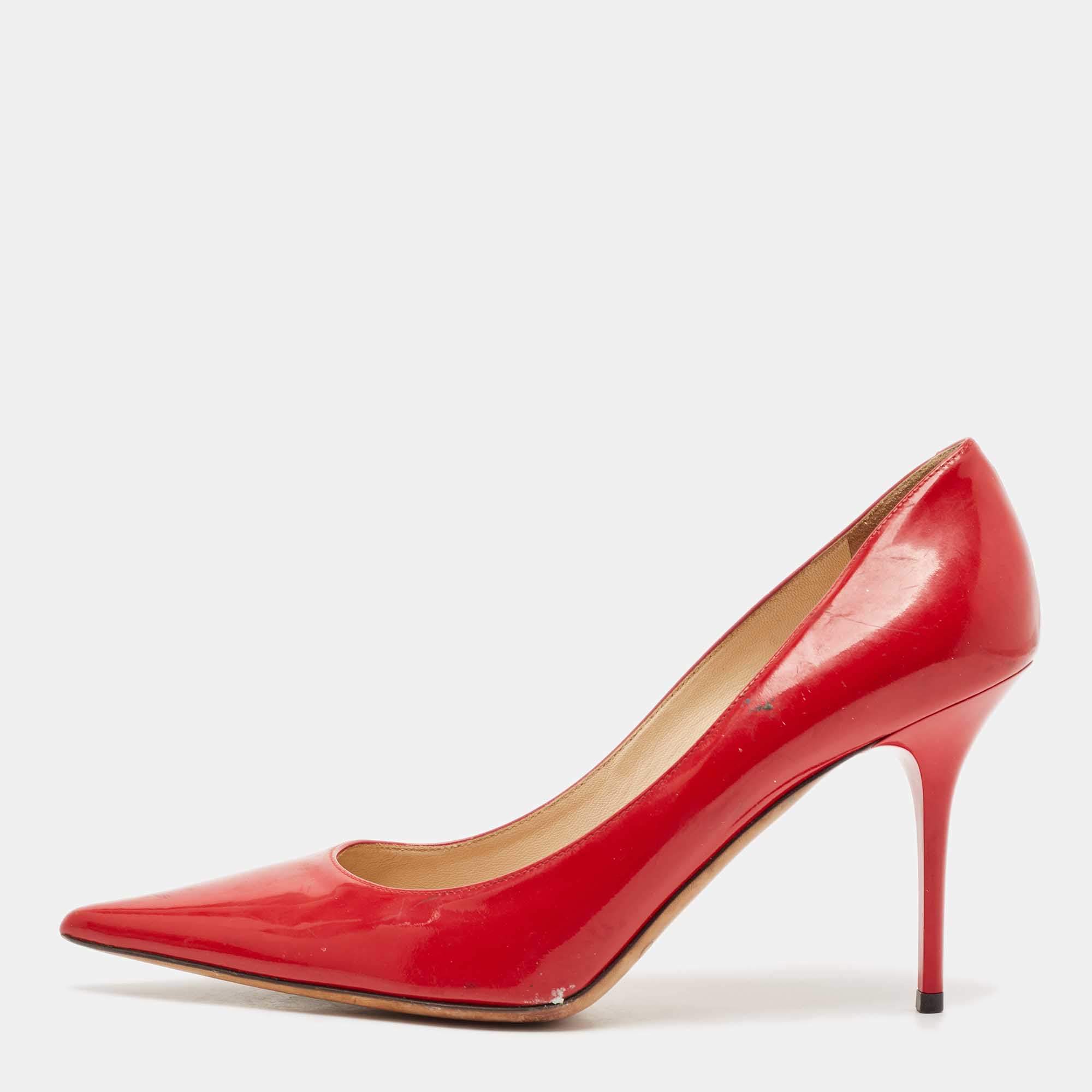 Jimmy Choo Red Patent Leather Romy Pumps Size 40