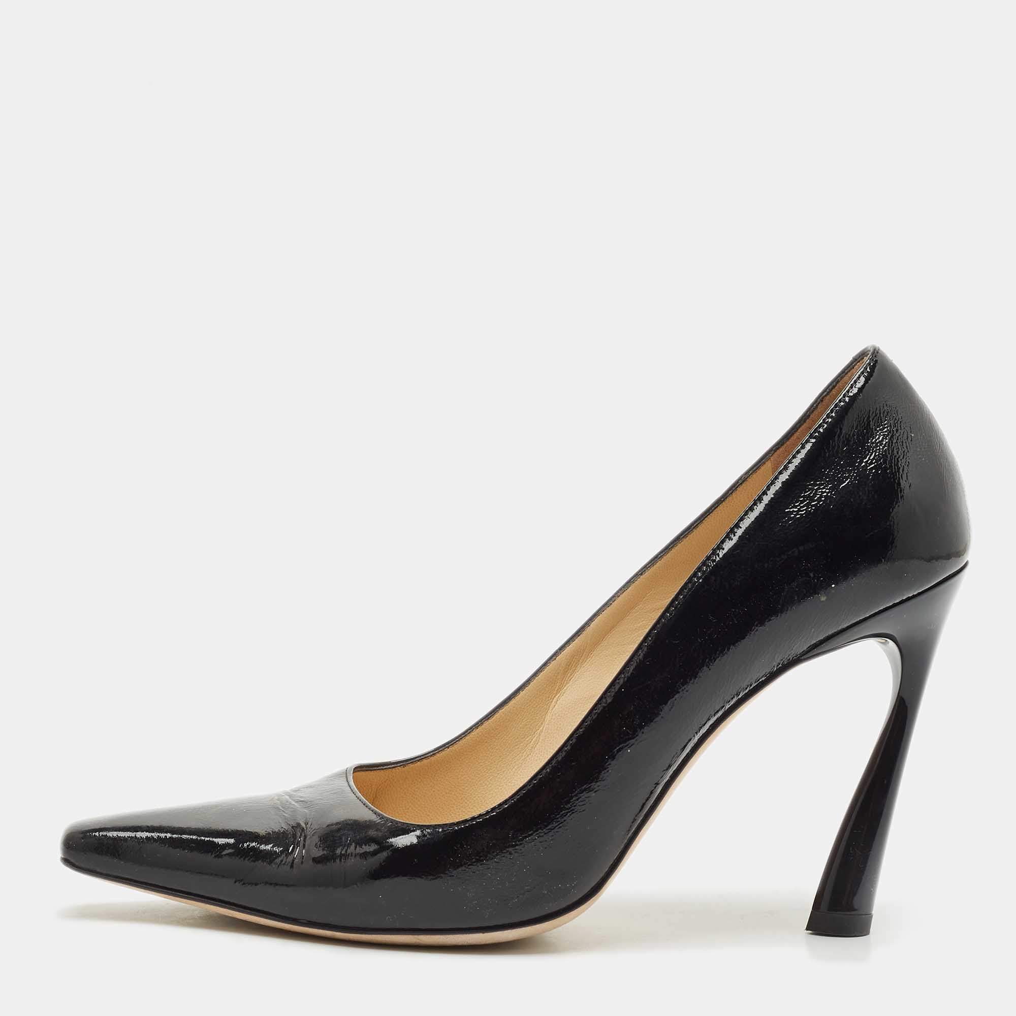Pre Owned Jimmy Choo Black Patent Leather Square Toe Pumps Size 39