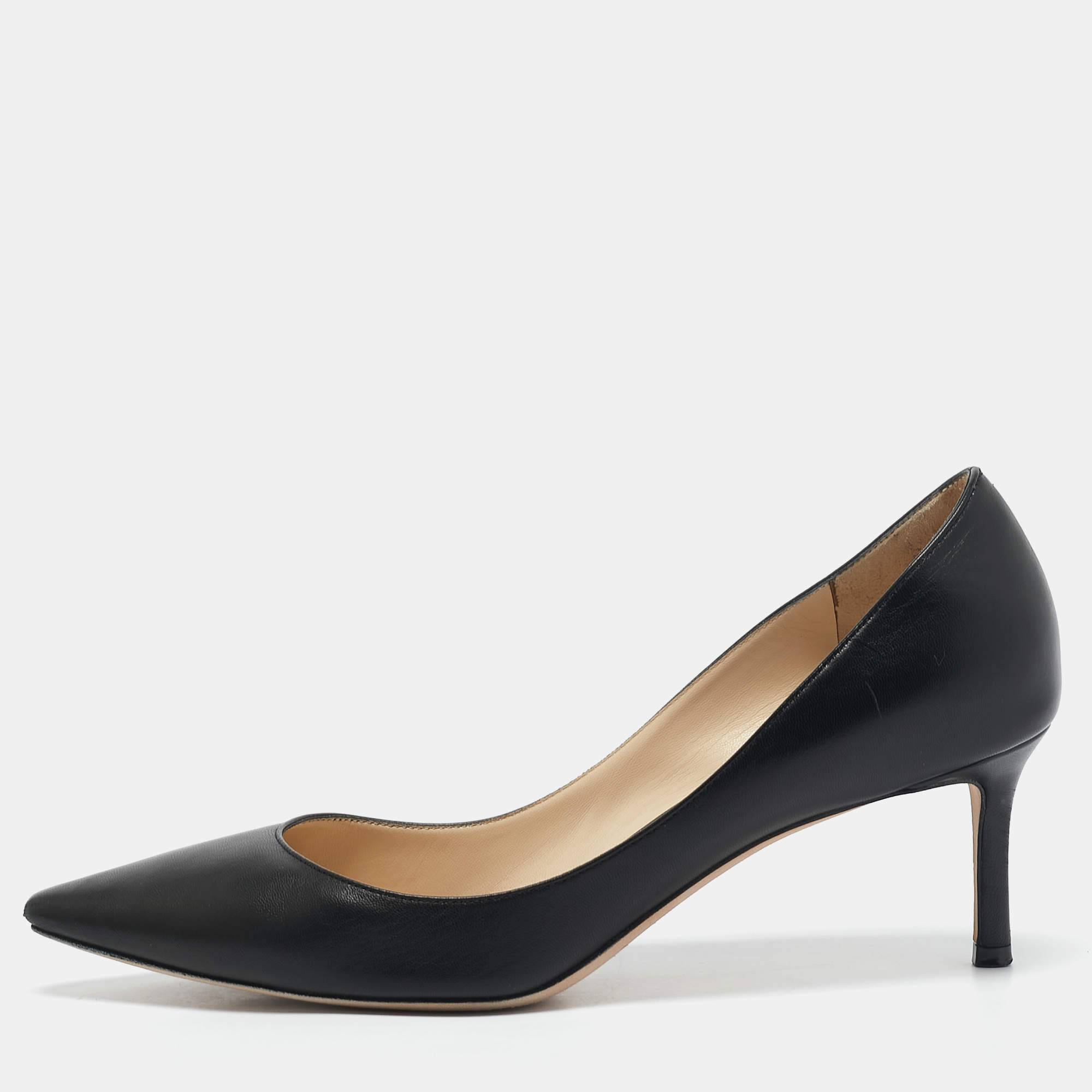 Jimmy Choo Black Leather Romy Pointed Toe Pumps Size 39