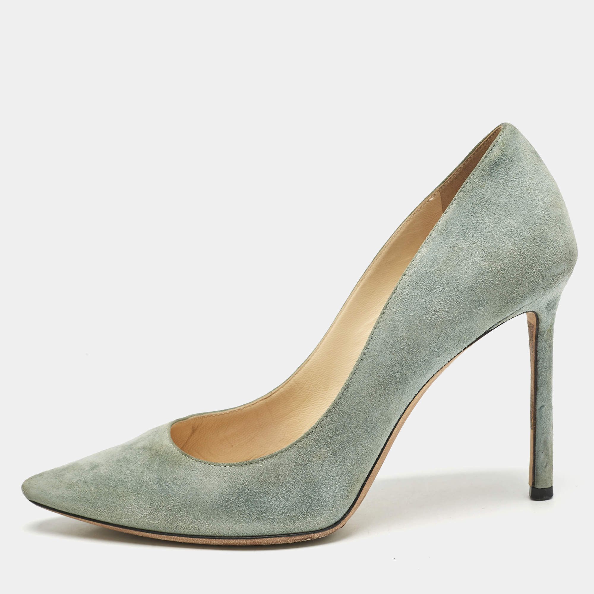 Jimmy Choo Light Blue Suede Romy Pumps Size 37