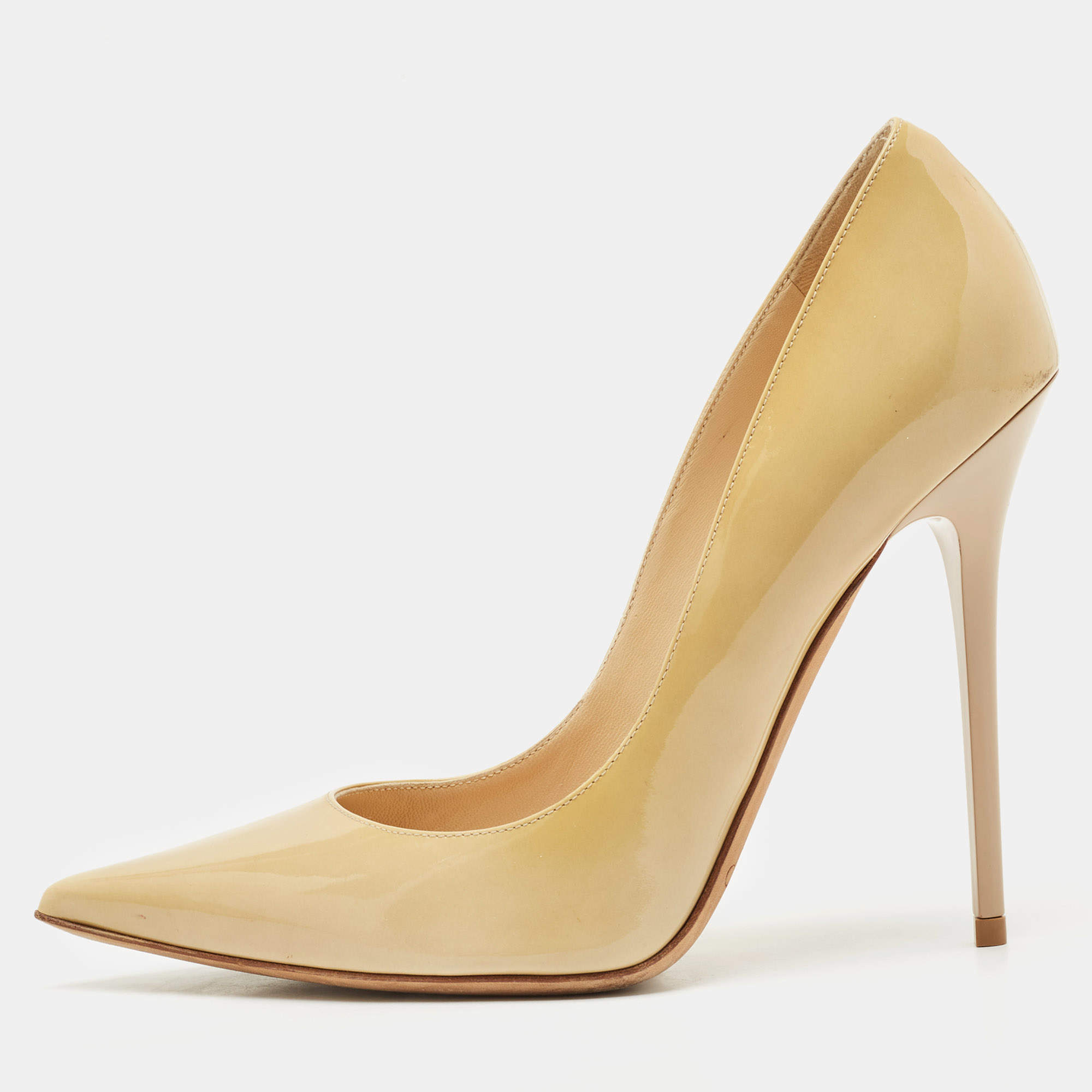 Jimmy Choo Beige Patent Leather Abel Pumps Size 37.5