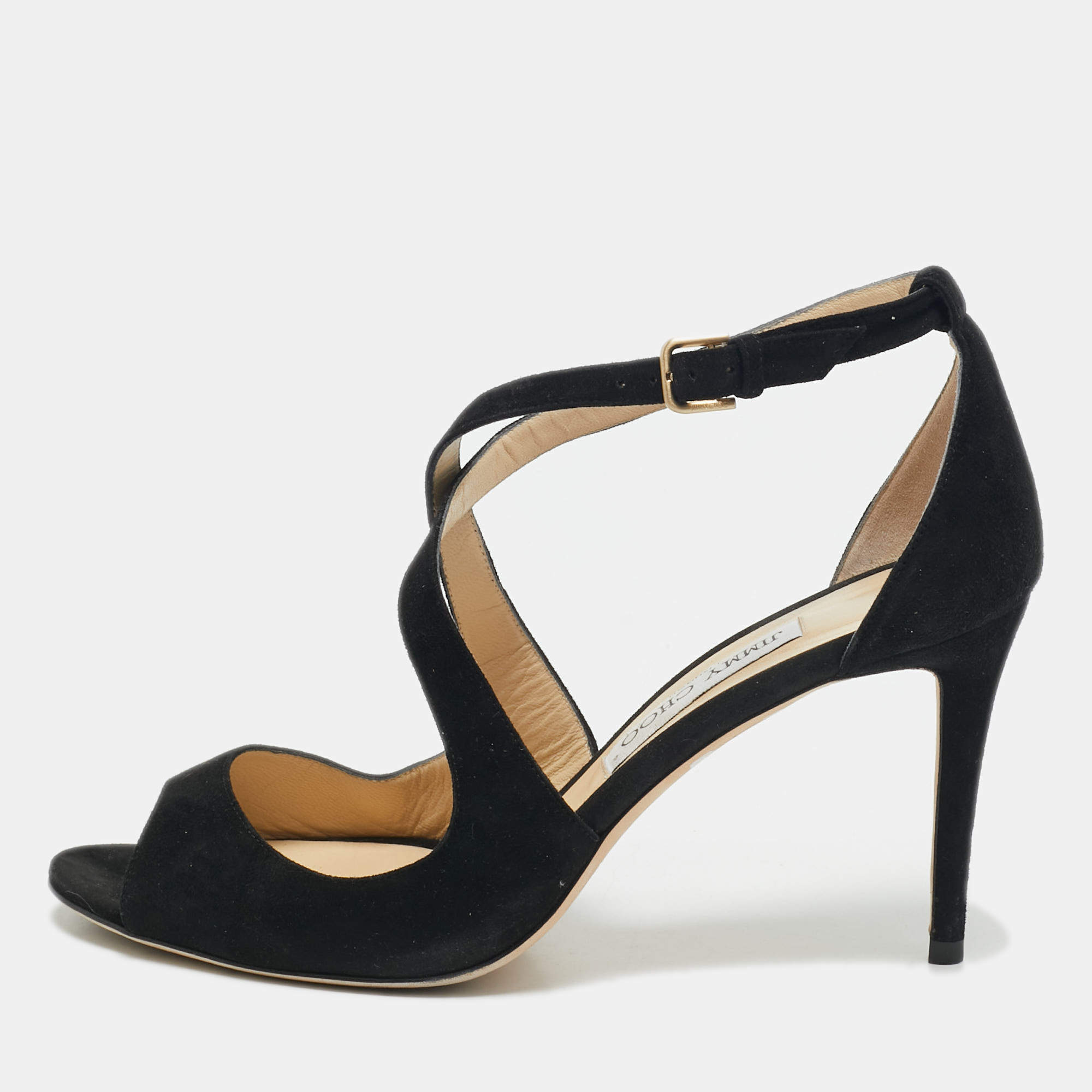 Jimmy Choo Black Suede Emily Sandals Size 40.5