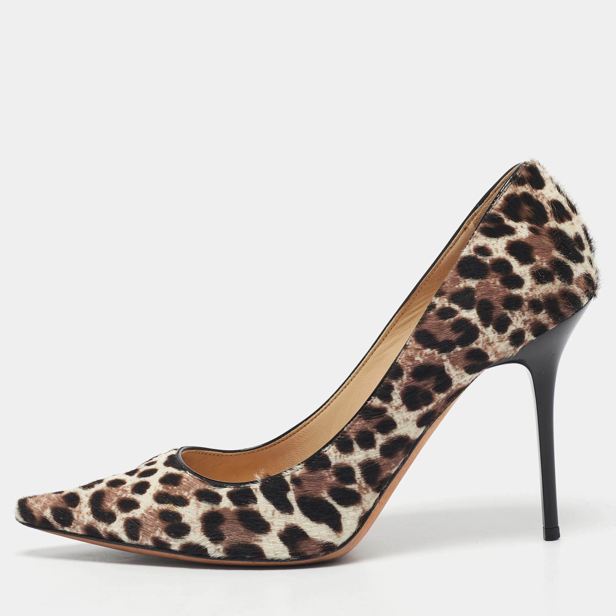 Pre Owned Jimmy Choo Brown/Cream Calf Hair Anouk Pumps Size 38.5