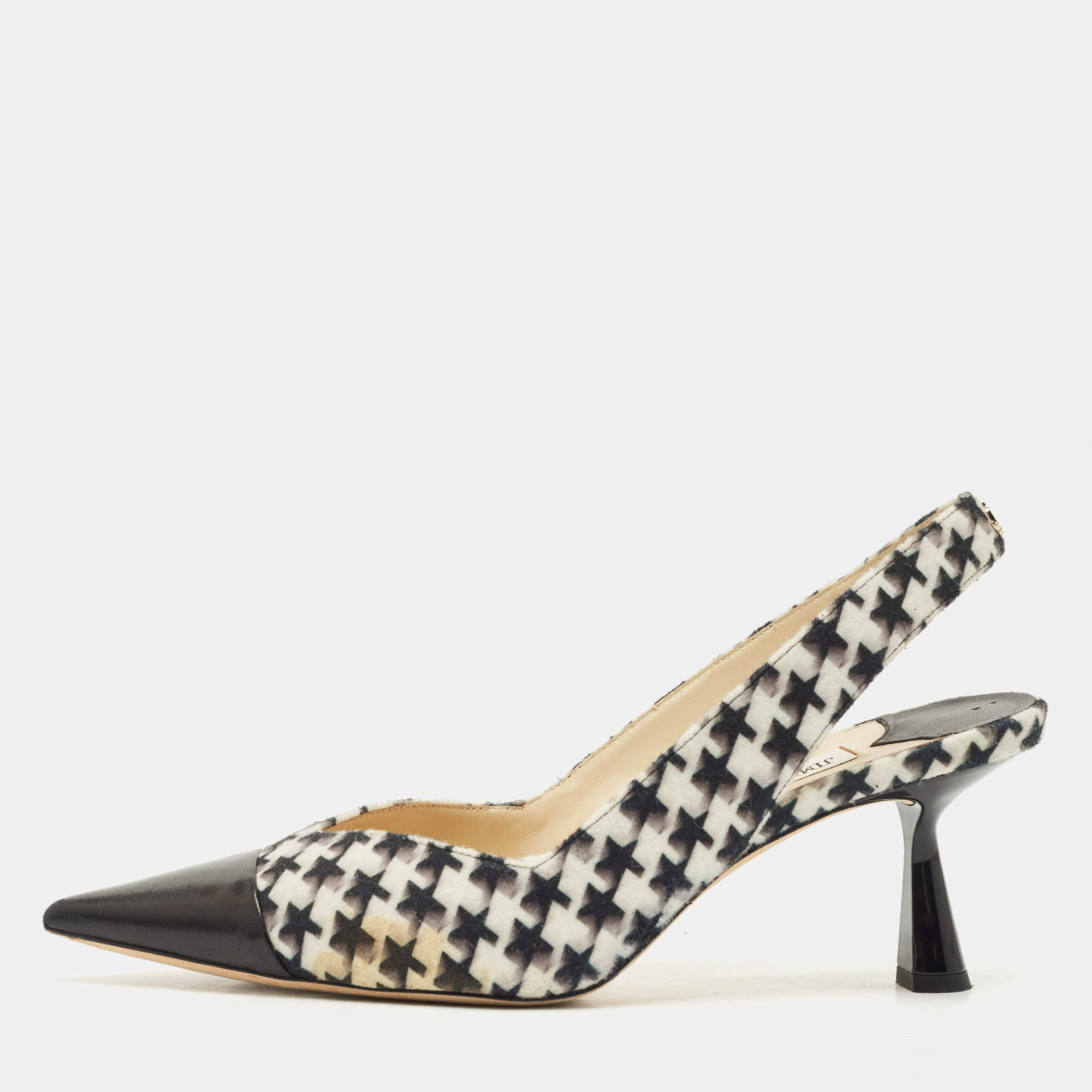 Pre Owned Jimmy Choo Multicolor Leather and Wool liya Slingback Pumps Size 41