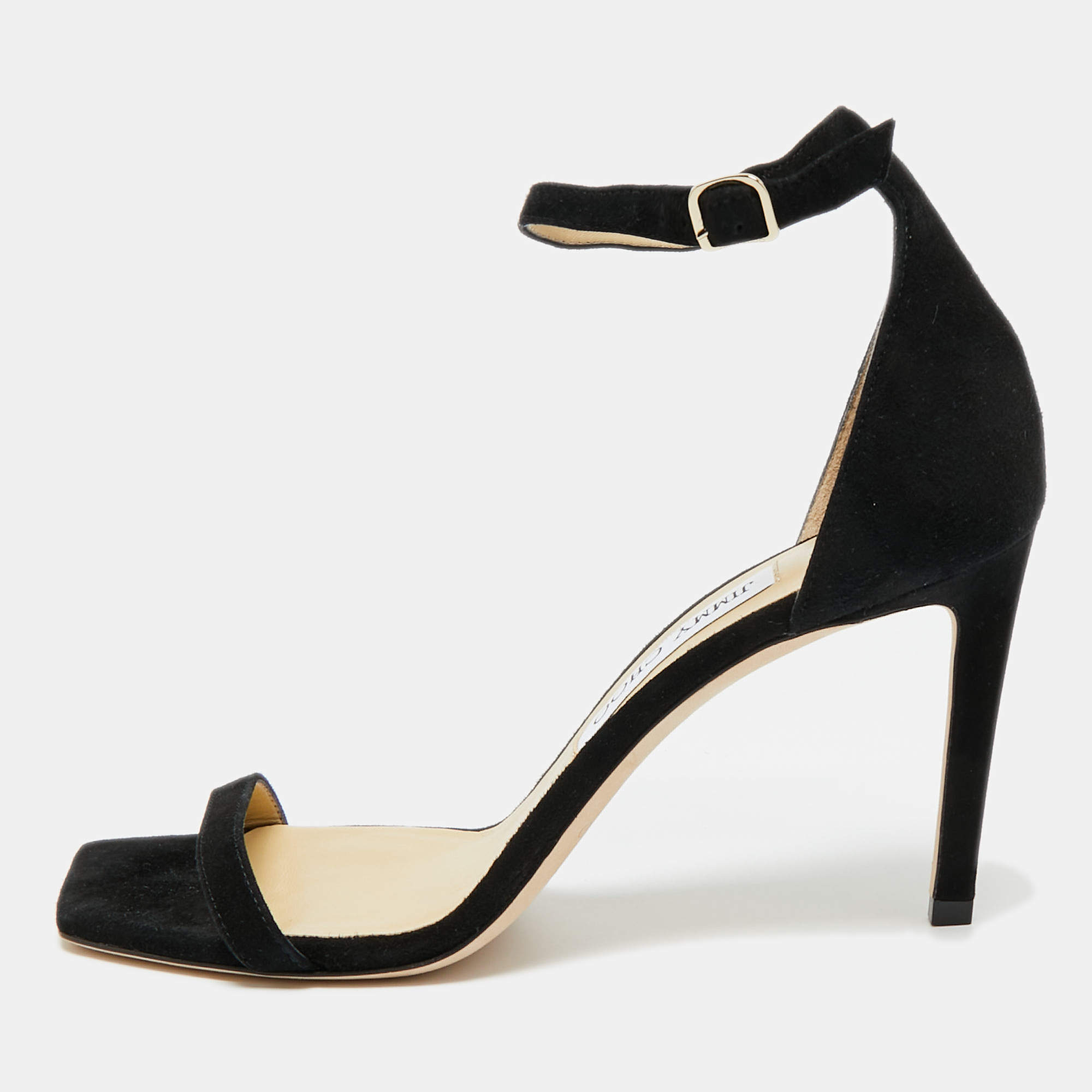 Pre Owned Jimmy Choo Black Suede Alva Sandals Size 38