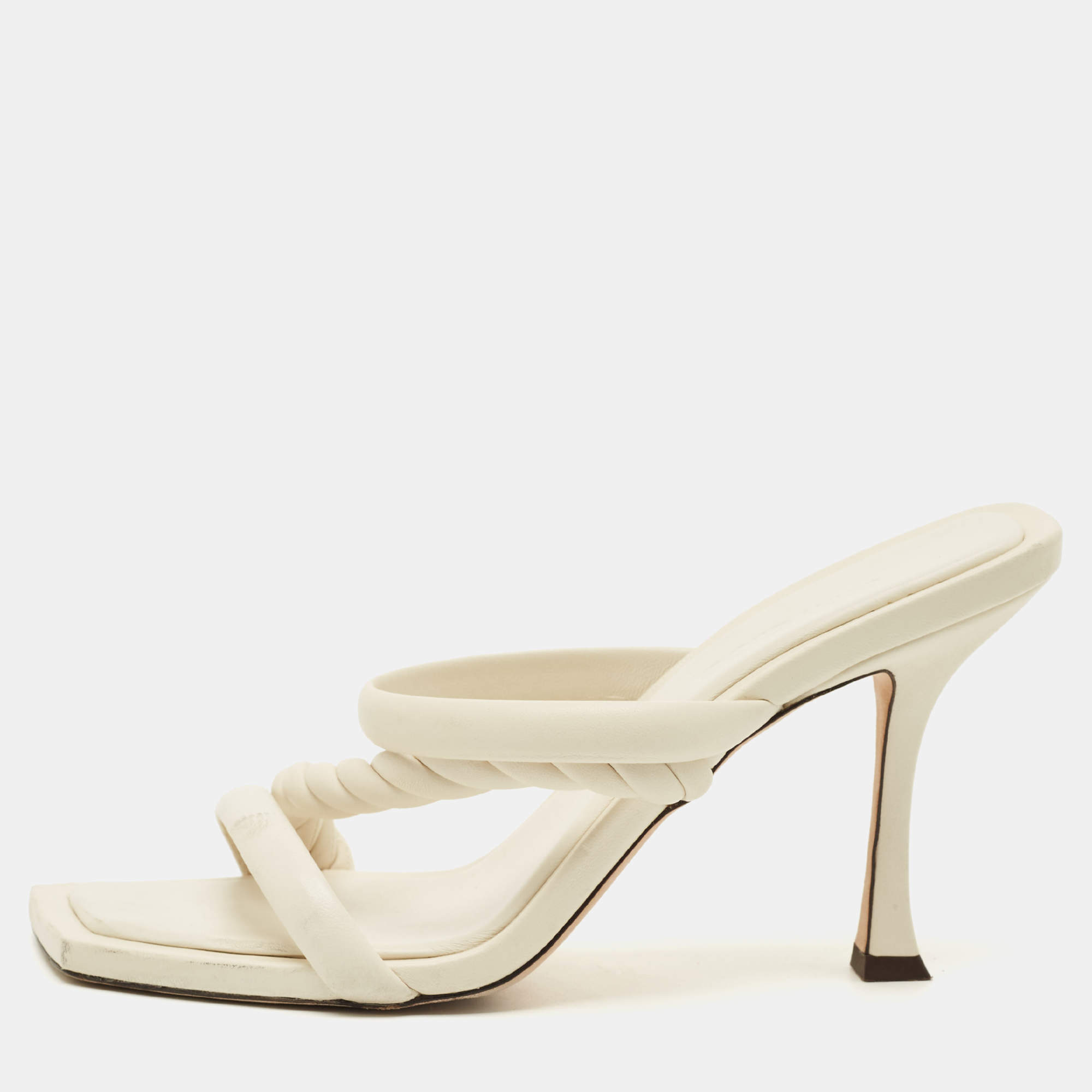 Pre Owned Jimmy Choo Cream Leather Diosa Slide Sandals Size 40