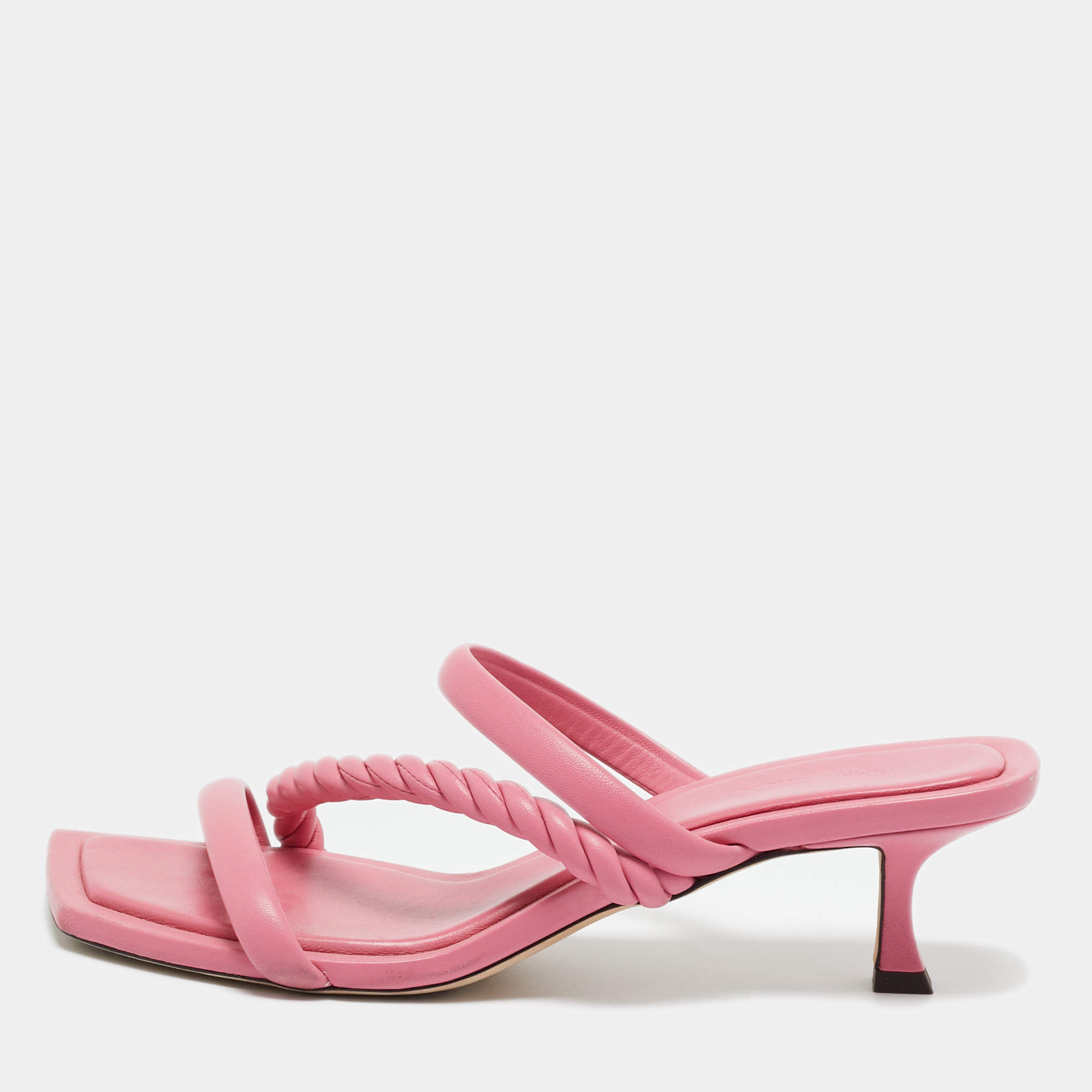 Pre Owned Jimmy Choo Pink Leather Diosa Slide Sandals Size 43