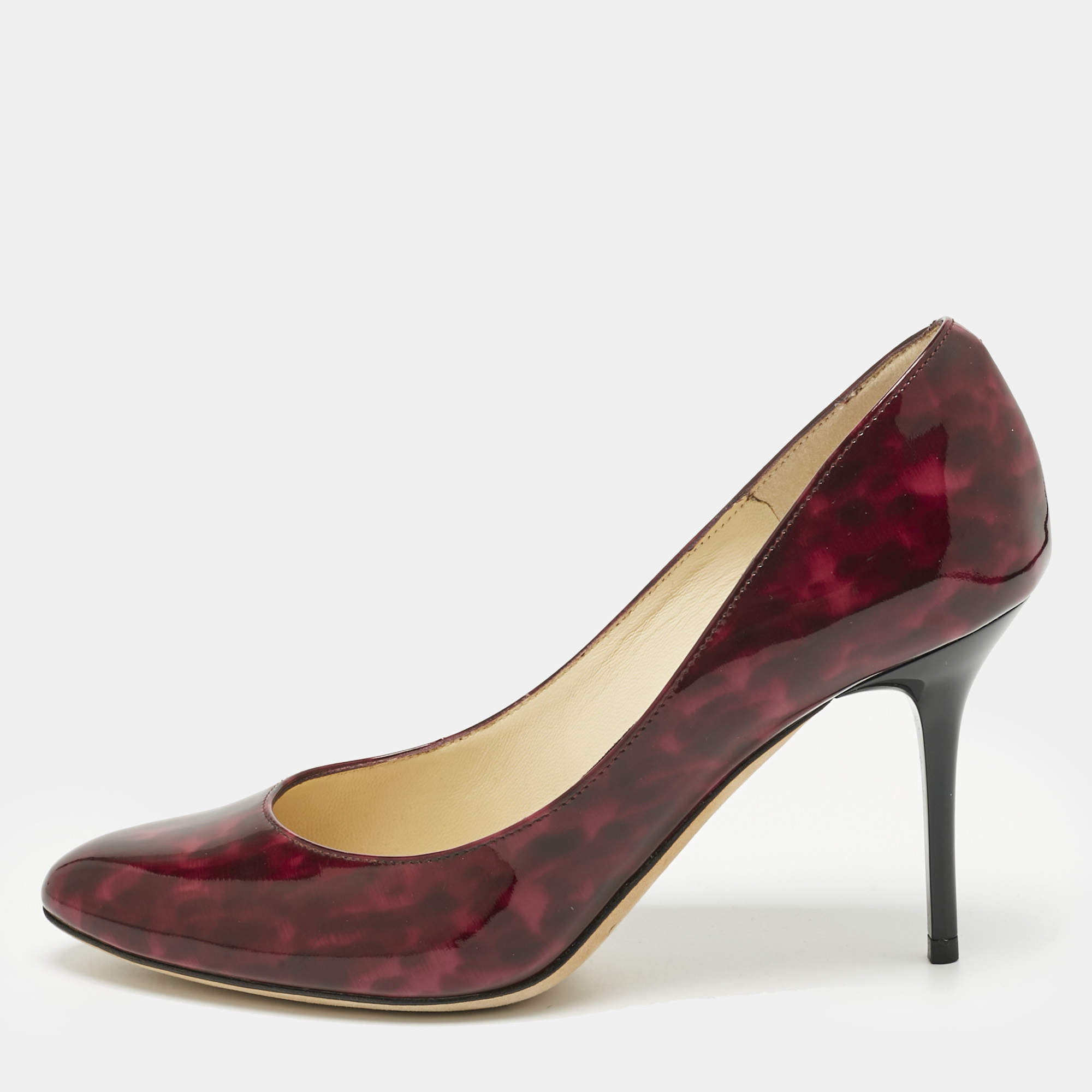 Pre Owned Jimmy Choo Two Tone Patent Leather Gilbert Pumps Size 36.5