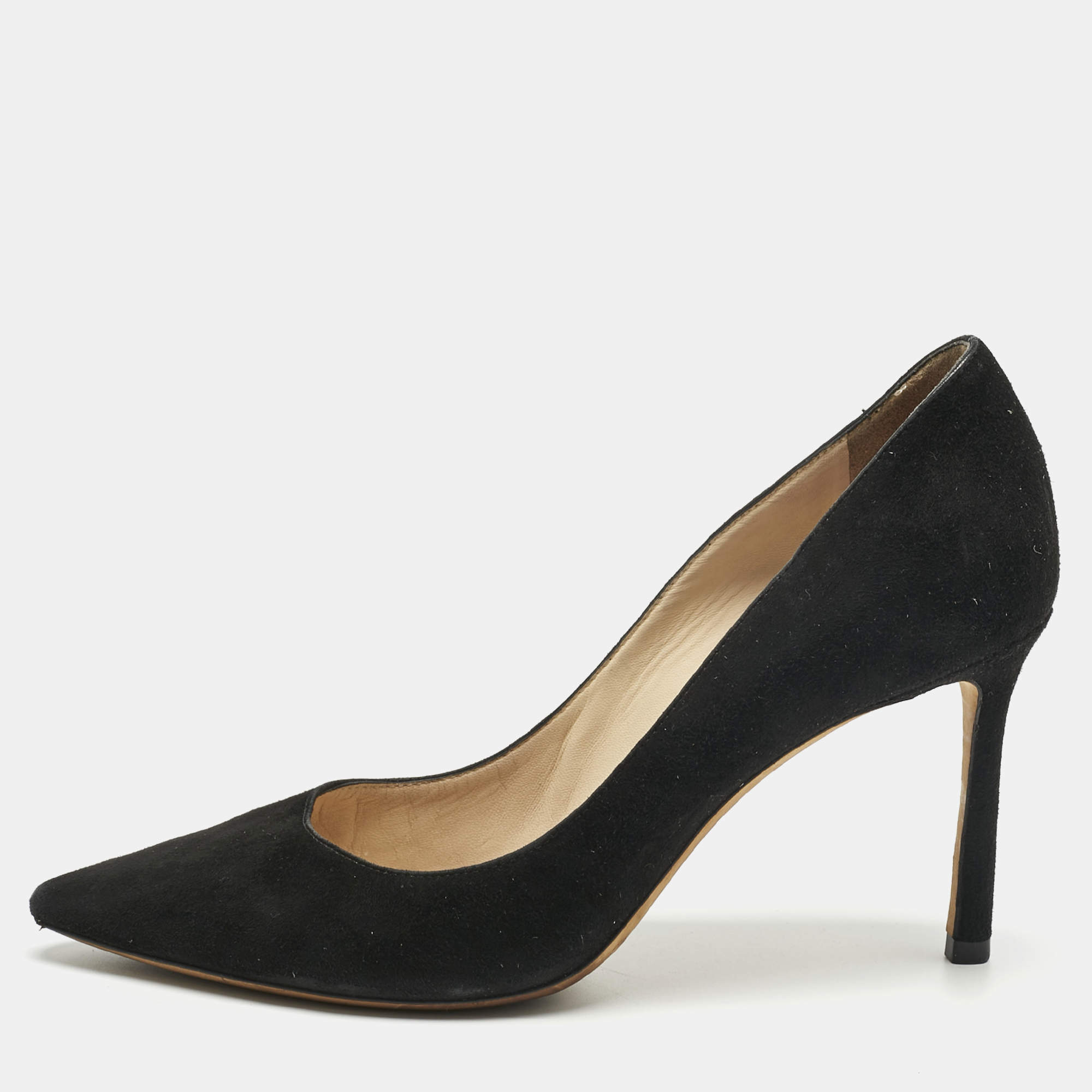 Pre Owned Jimmy Choo Black Suede Abel Pumps Size 36