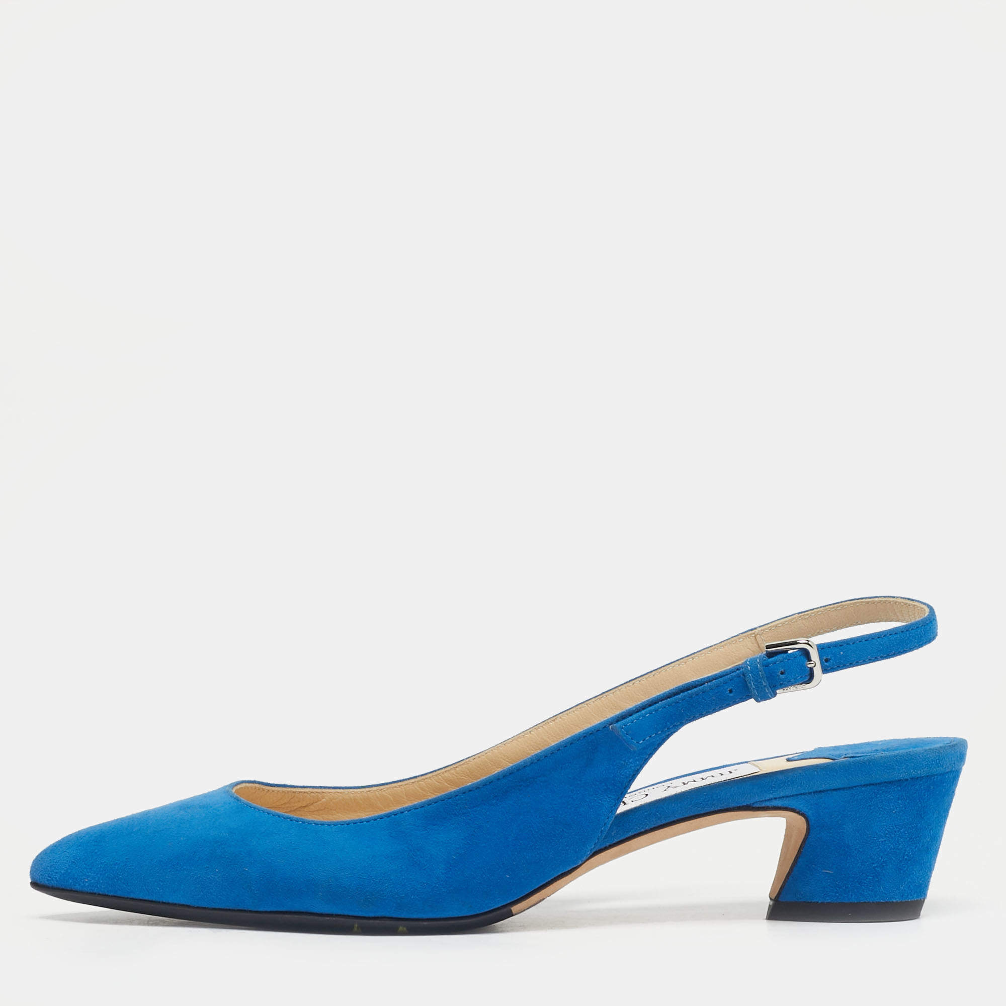 Pre Owned Jimmy Choo Blue Suede Gemma Slingback Pumps Size 36
