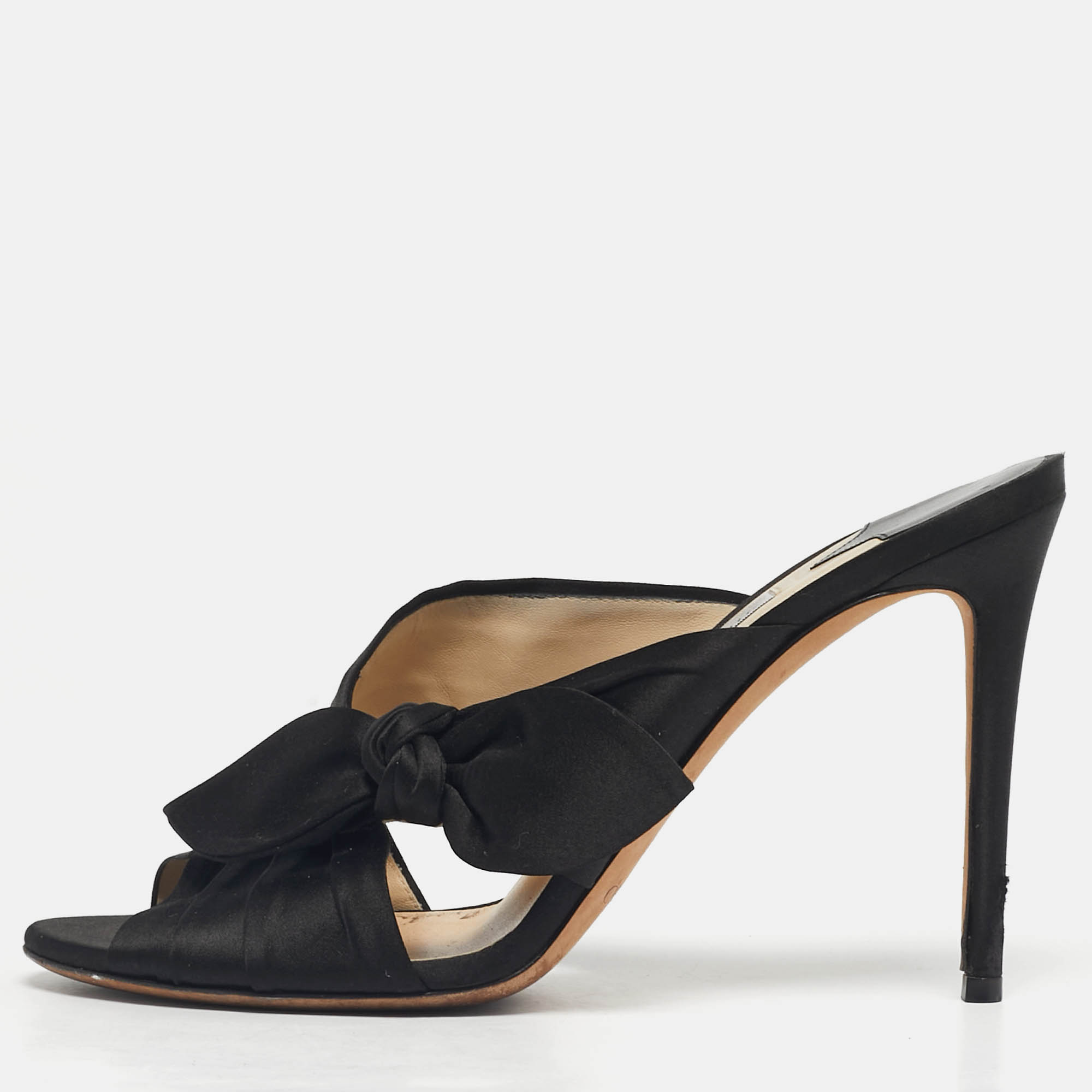 Pre Owned Jimmy Choo Black Satin Keely Slide Sandals Size 41