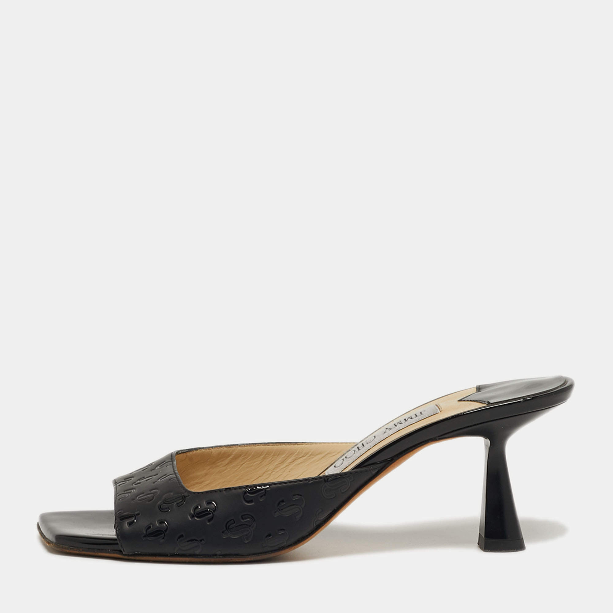 مملوكة مسبقً ا Jimmy Choo Zania Size 37 Black Leather Slide Sandals