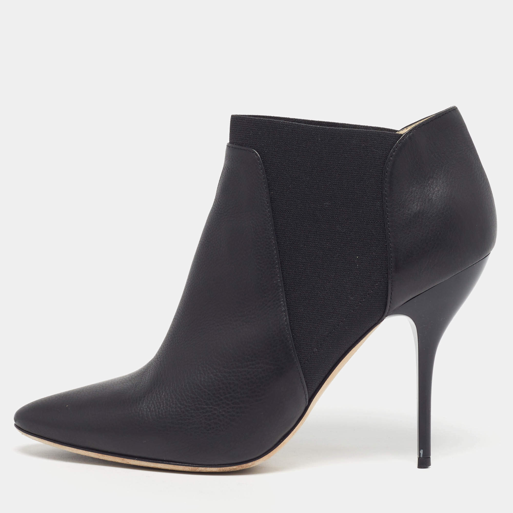 Pre Owned Jimmy Choo Deluxe Size 40 Black Fabric And Leather Ankle Length Boots