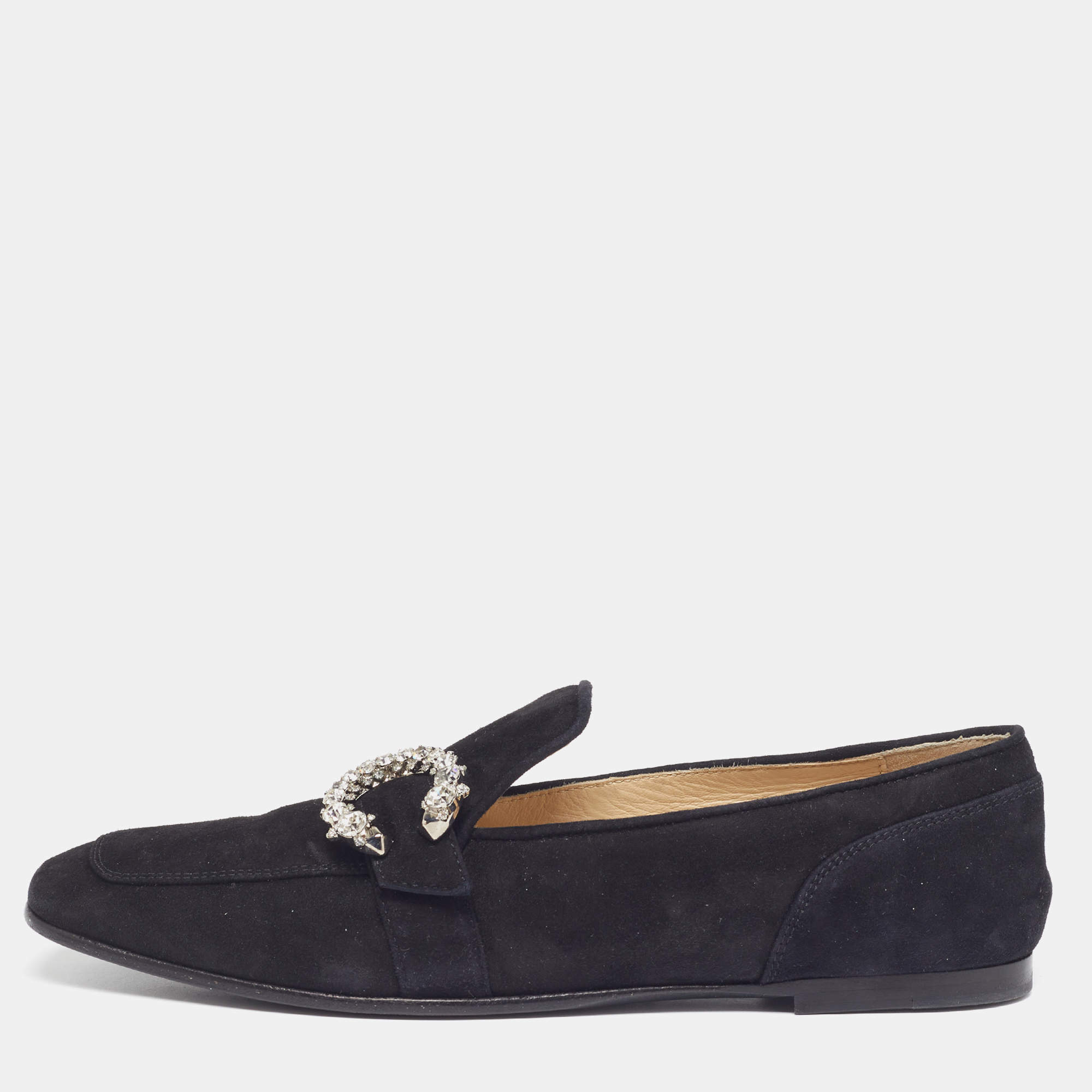 مملوكة مسبقًا Jimmy Choo Mani Size 41 Black Suede Loafers