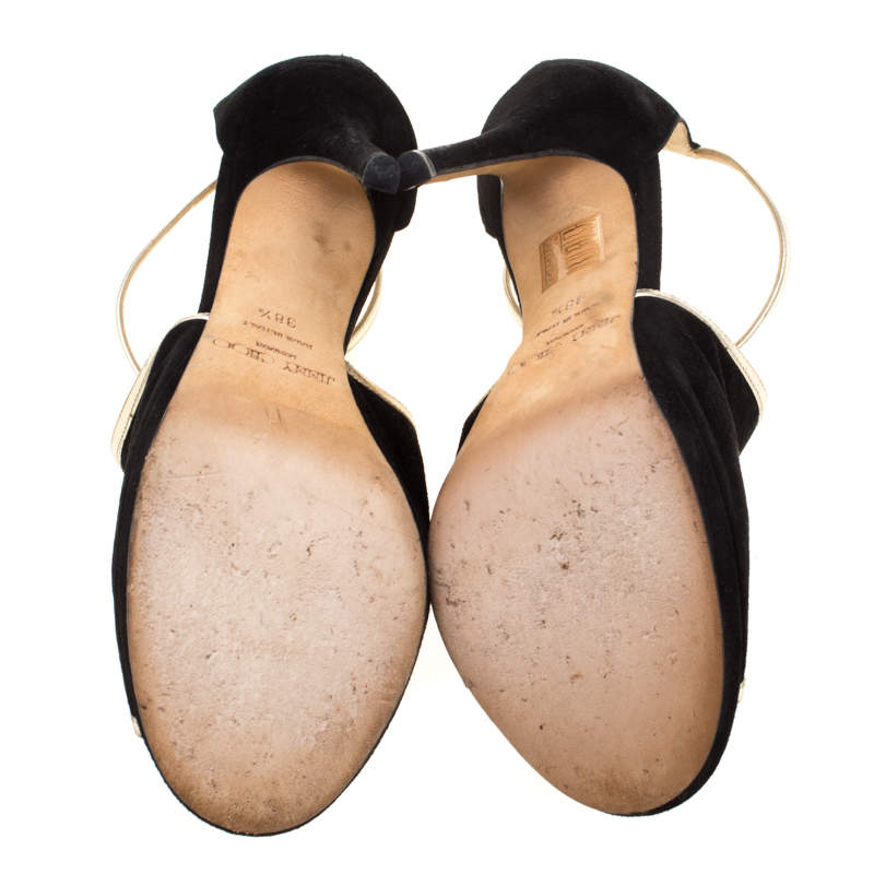 Pre Owned Jimmy Choo Black Suede Fey Back Zip Pumps Size 38.5