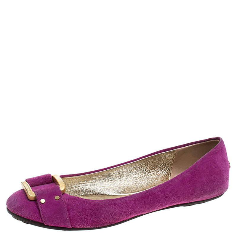 Pre Owned حذاء باليرينا فلات جيمي تشو مورس سويدي وردي مقاس 39.5