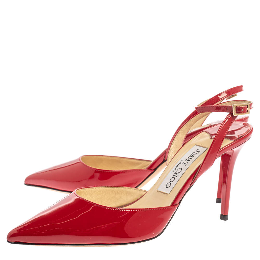 red patent slingbacks