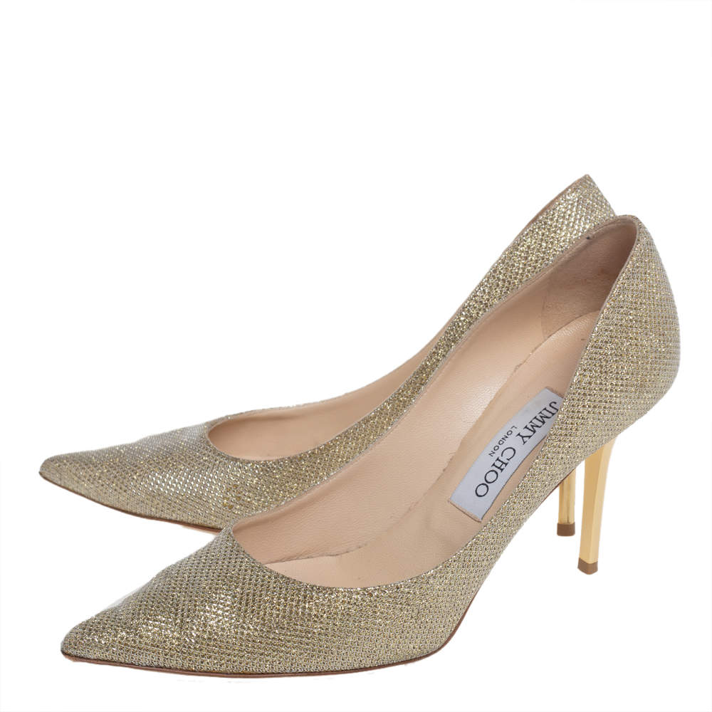 Jimmy choo gold hot sale glitter pumps