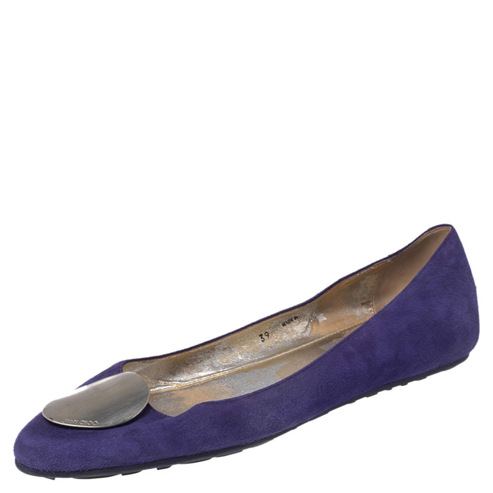 Pre Owned Jimmy Choo Purple Suede Wray Ballet Flats Size 39