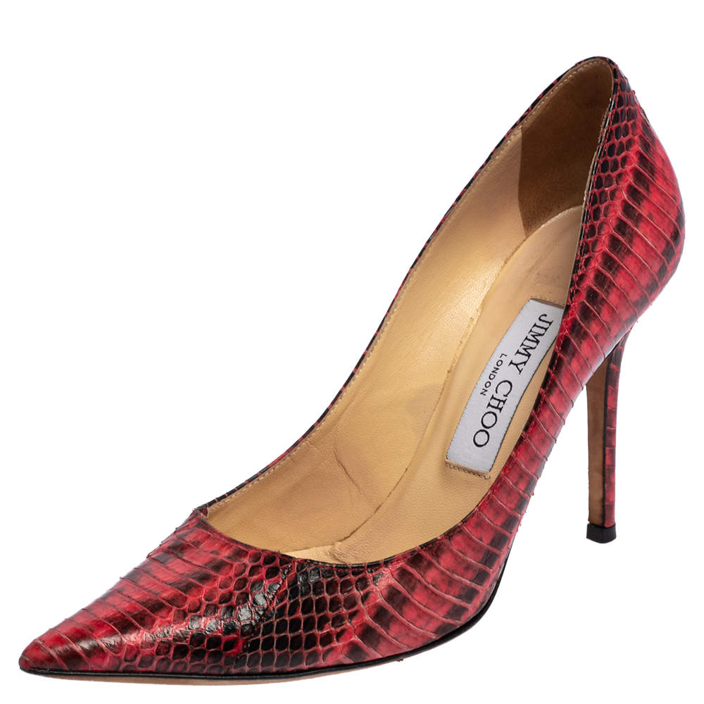 Jimmy Choo Red Python Anouk Pointed Toe Pumps Size 36