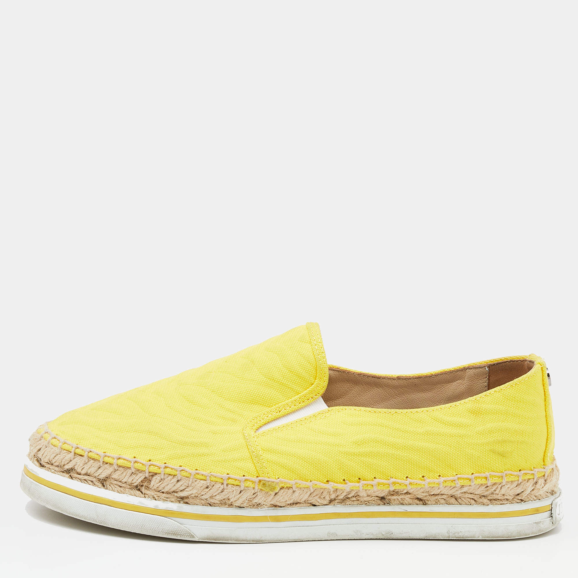 Jimmy Choo Yellow Canvas Dawn Slip On Espadrille Sneakers Size 35.5 ...