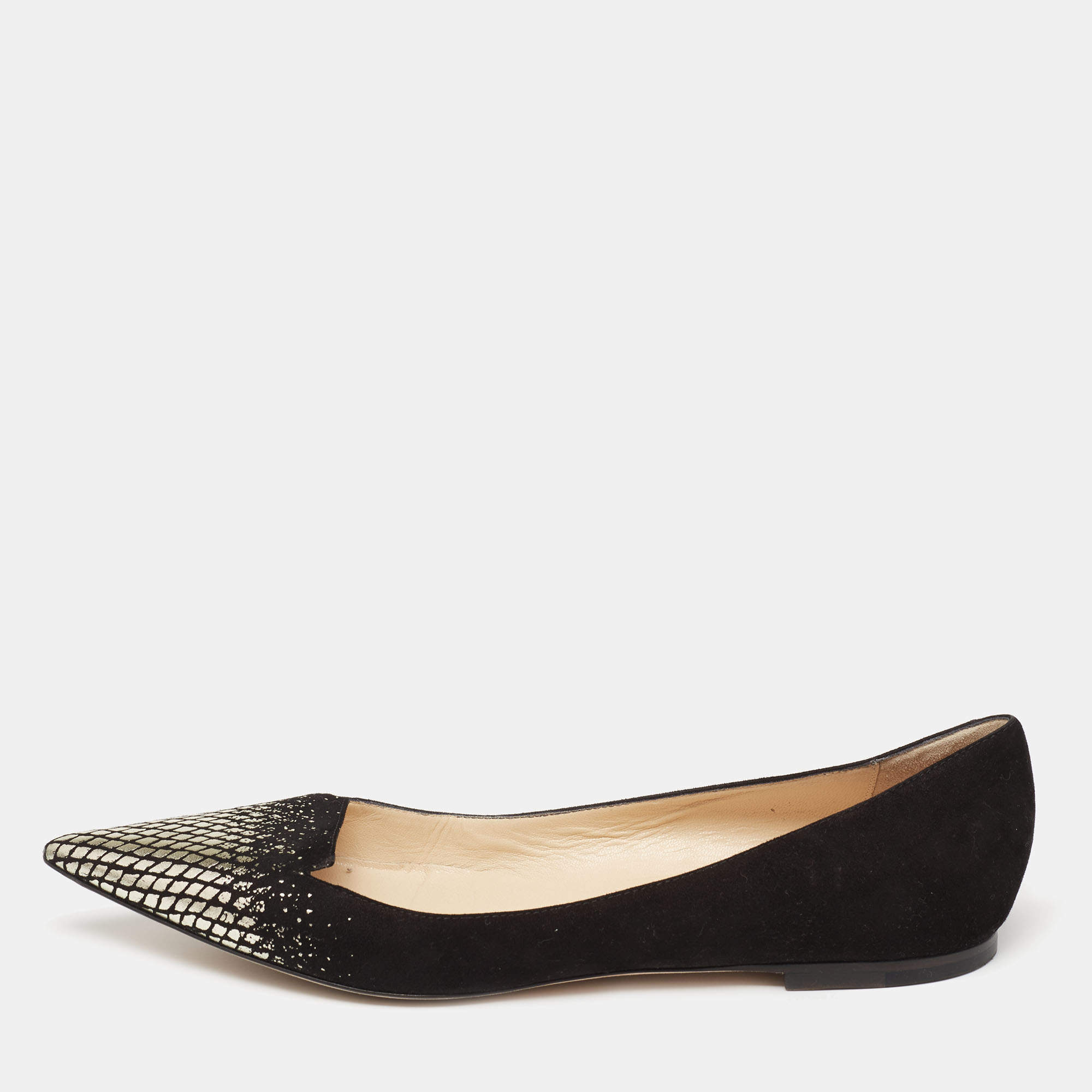 Pre Owned Jimmy Choo Black Suede Attila Ballet Flats Size 42
