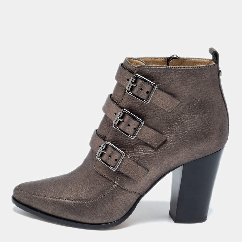 مملوكة مسبقًا Jimmy Choo Metallic Leather Ankle Boots Size 36