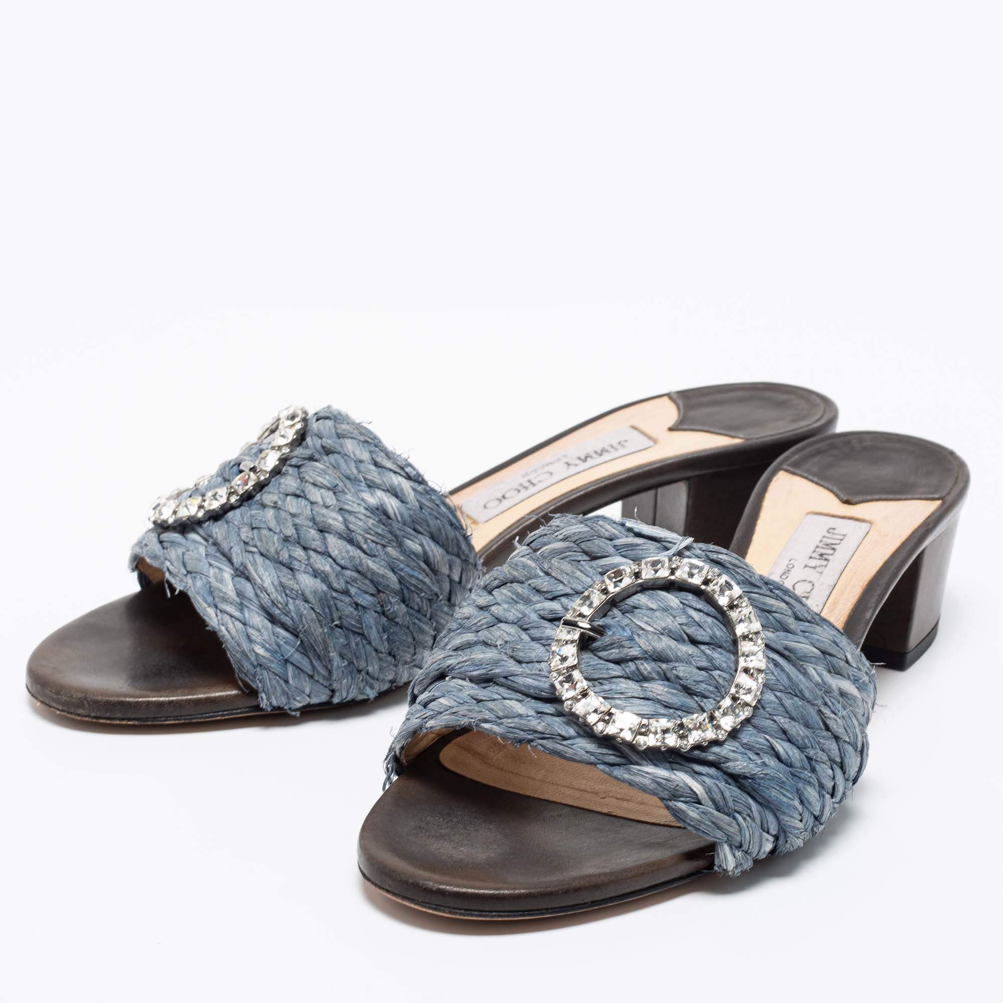 Jimmy Choo Granger Raffia Slide Sandals Size 9