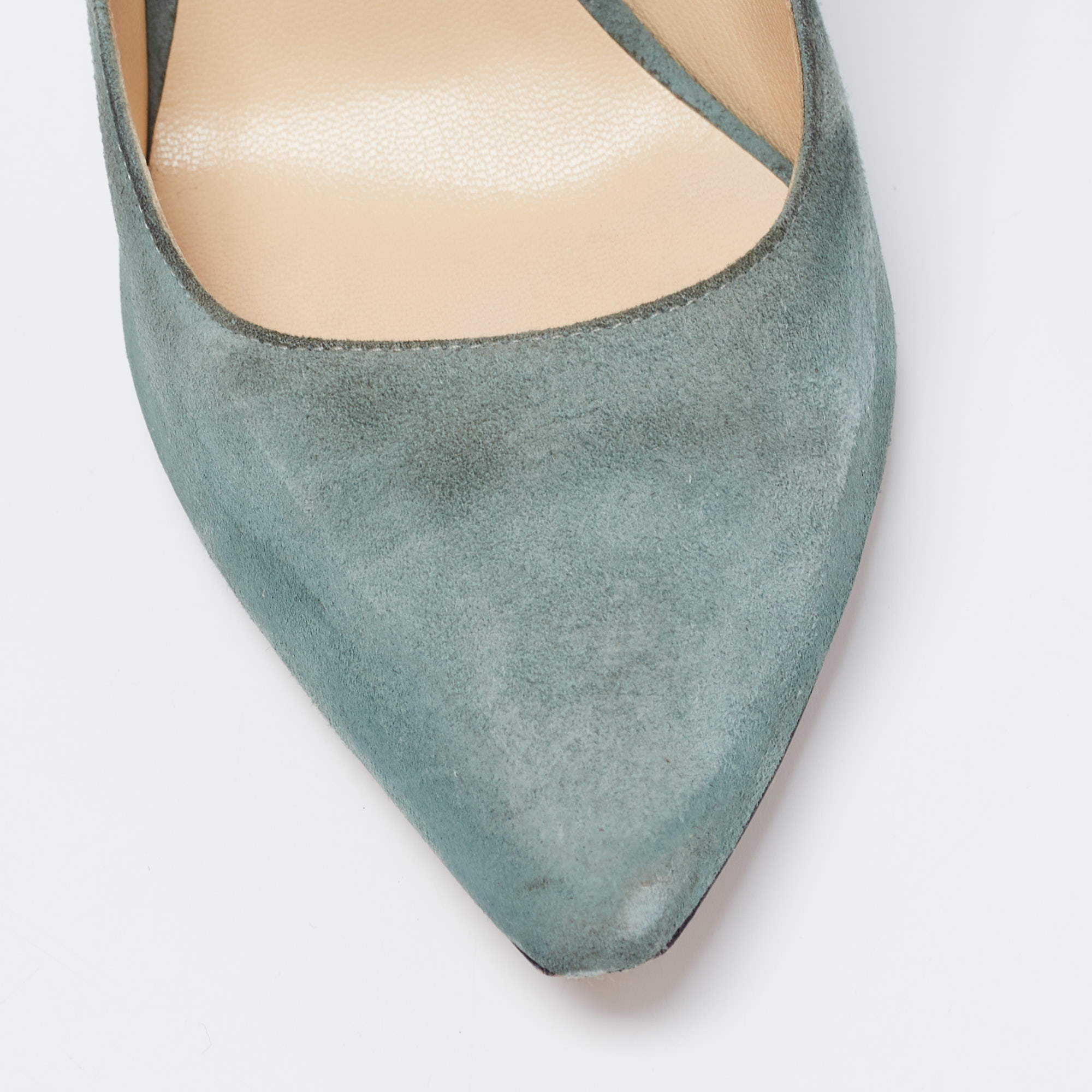 Pre Owned Jimmy Choo Green Suede Romy Pumps Size 37