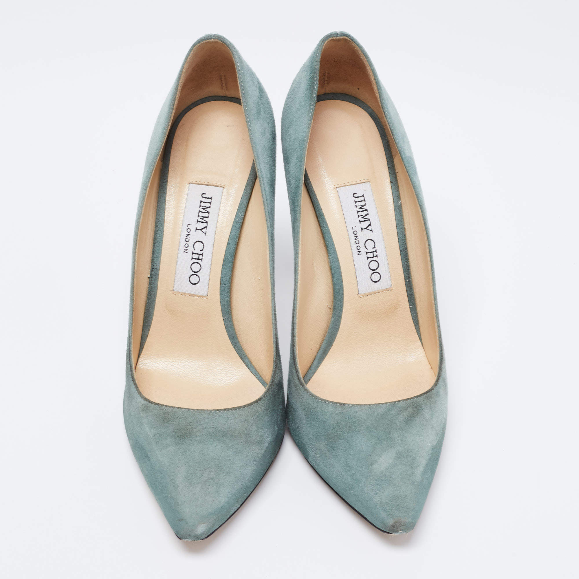 Pre Owned Jimmy Choo Green Suede Romy Pumps Size 37